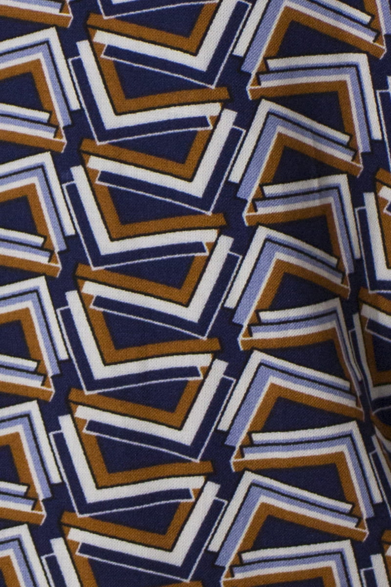 Camicia Uomo In Viscosa fantasia Geometrica Blu vestibilita comoda Collo Italiano