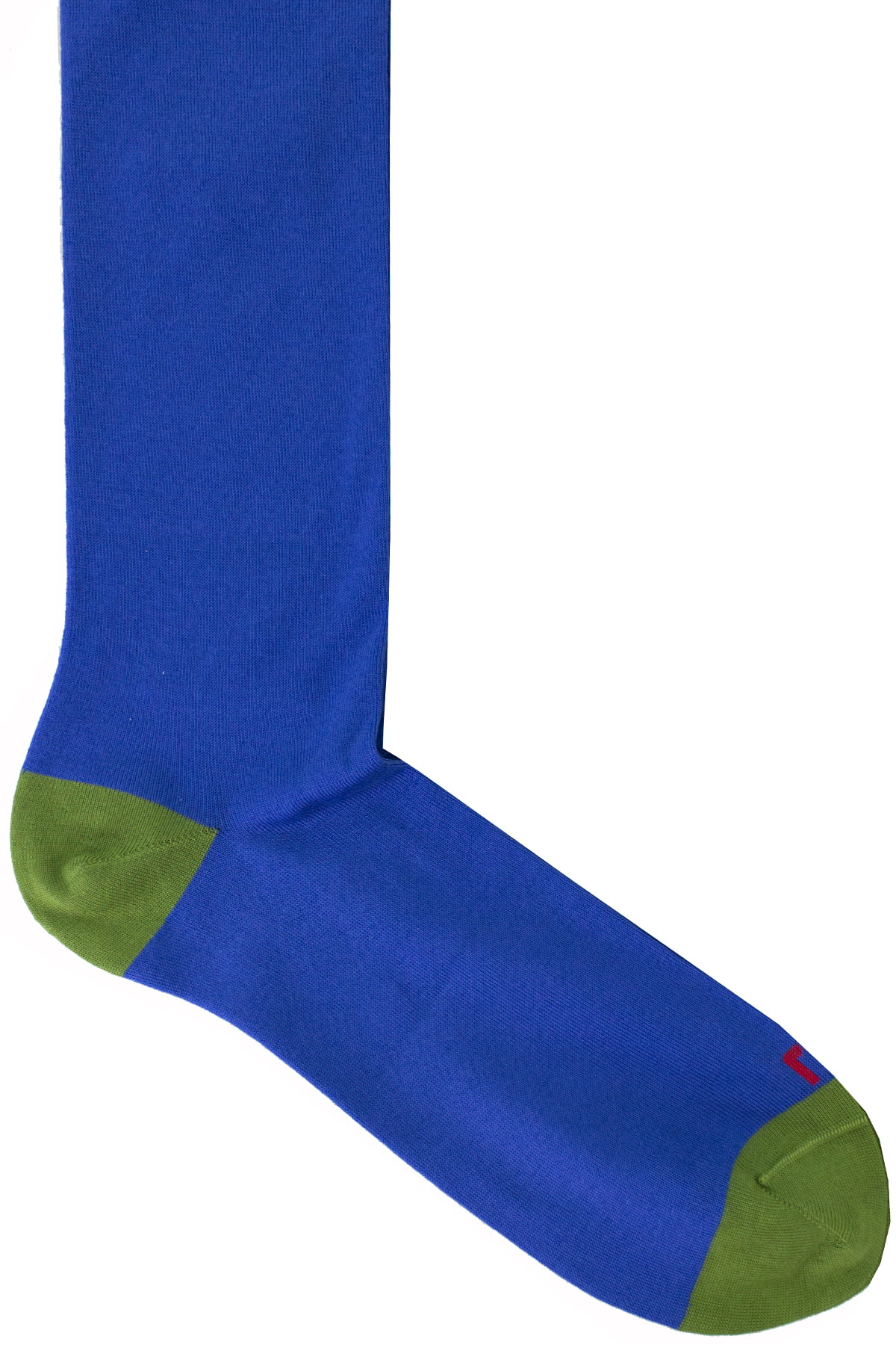 Calzini uomo royal blu tinta unita con bordino verde invernali lunghezza ginocchio
