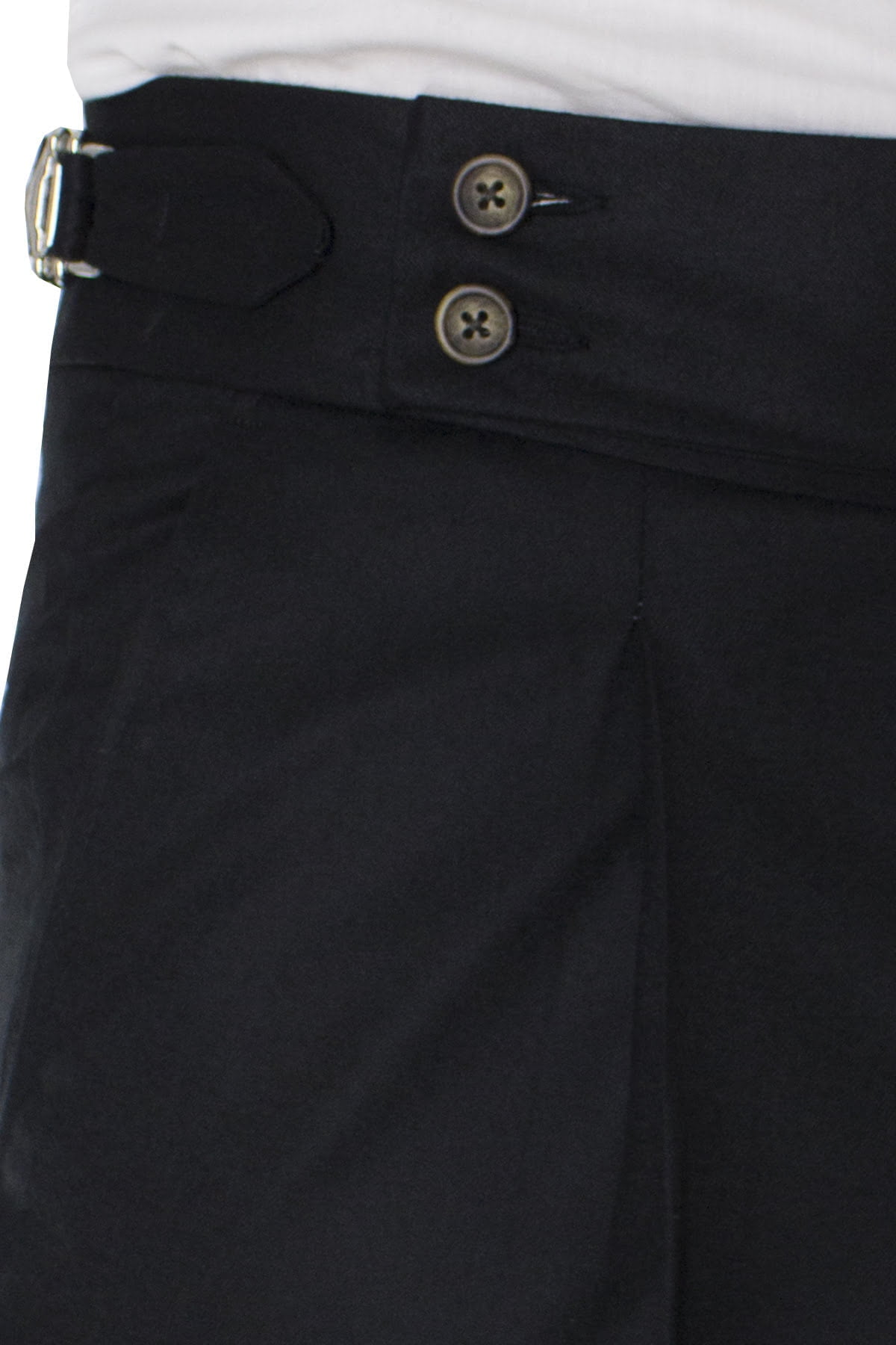 Pantalone uomo nero in lana vita alta con pinces e fibbie laterali vitale barberis canonico