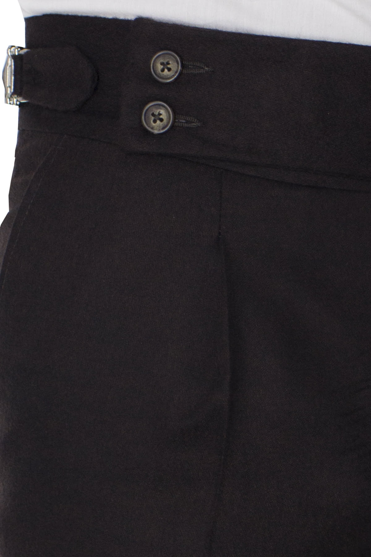 Pantalone uomo marrone cashmere 100% vita alta con pinces e fibbie laterali vitale barberis canonico