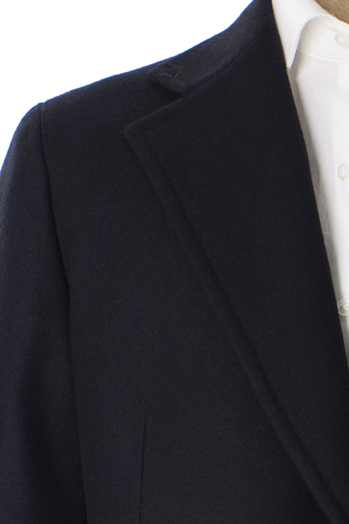 Cappotto uomo nero monopetto in lana rever largo made in italy