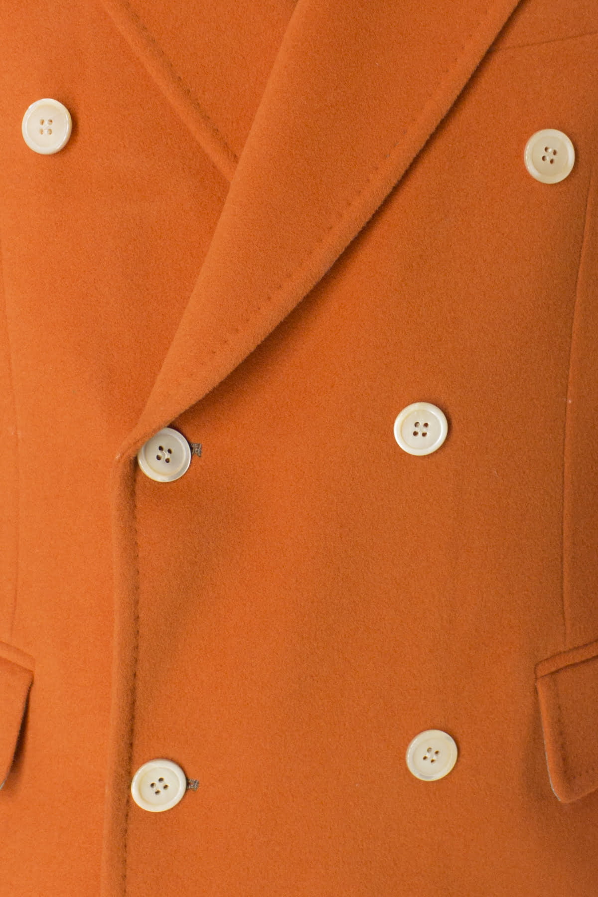 Cappotto uomo arancio doppiopetto in lana rever largo made in italy