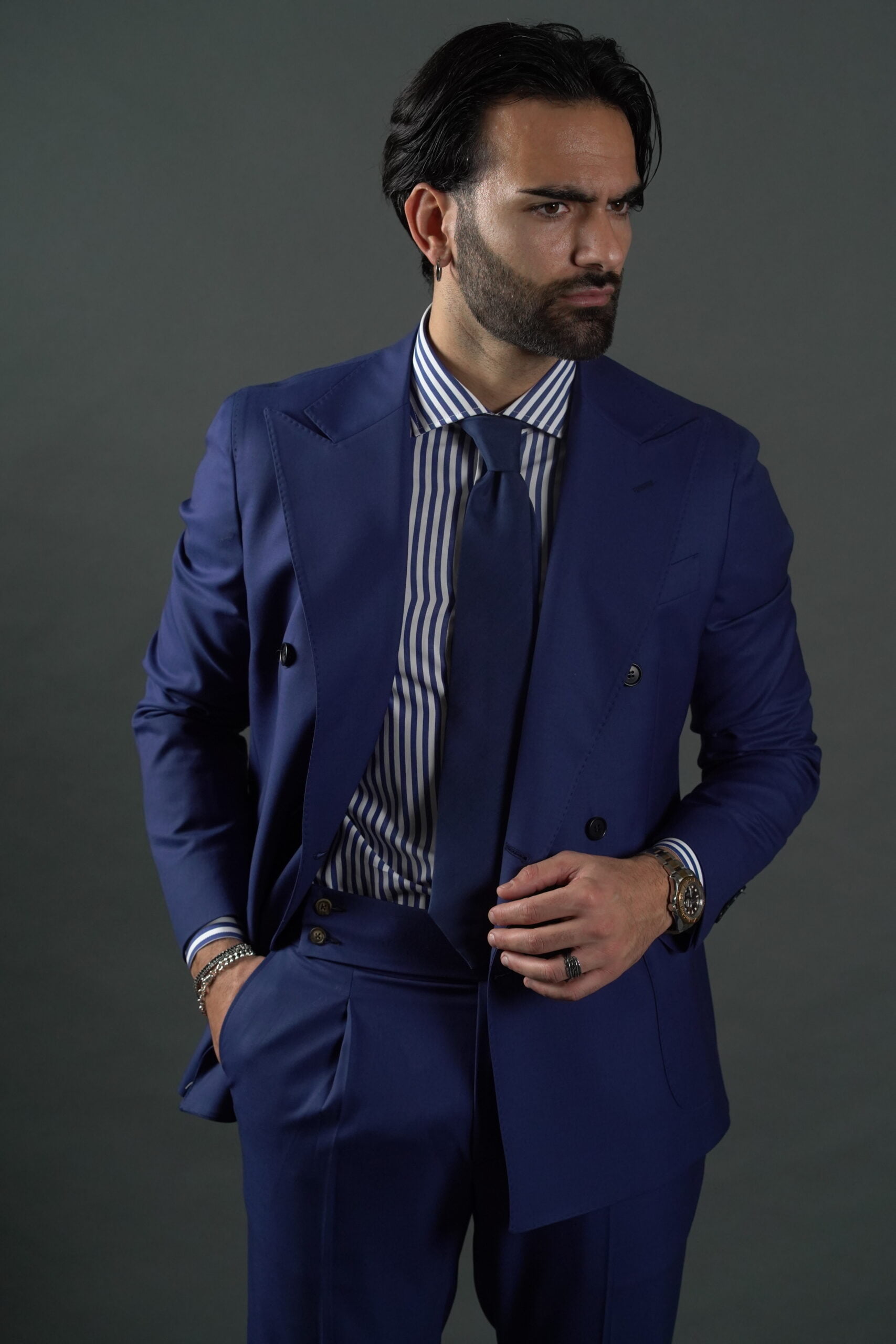 Uomo Abbigliamento da Completi da Completi a 2 pezzi Completo monopetto con applicazioneLardini in Lana da Uomo colore Blu 