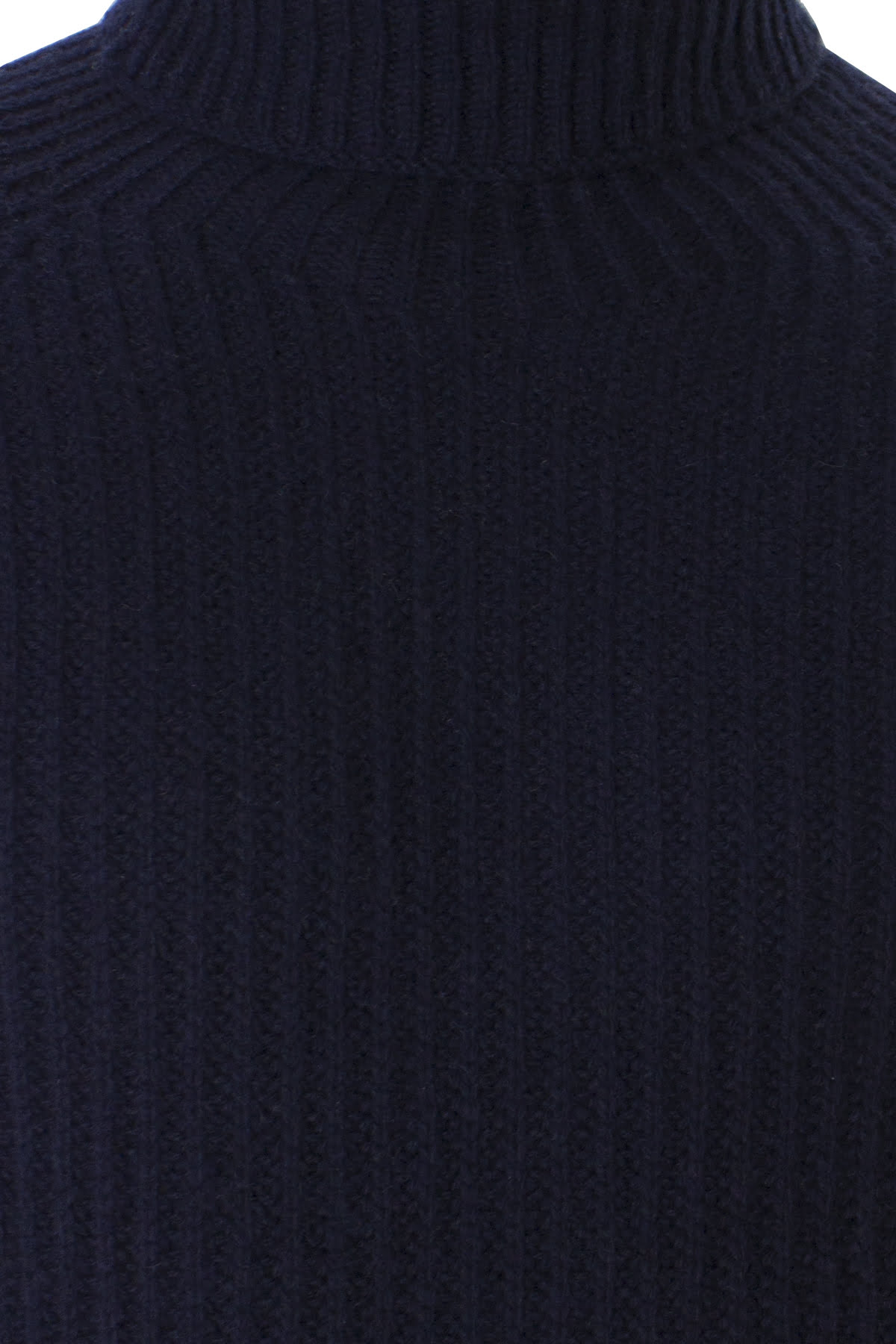 Maglione uomo collo alto Blu in lana merinos a costa inglese slim fit made in italy