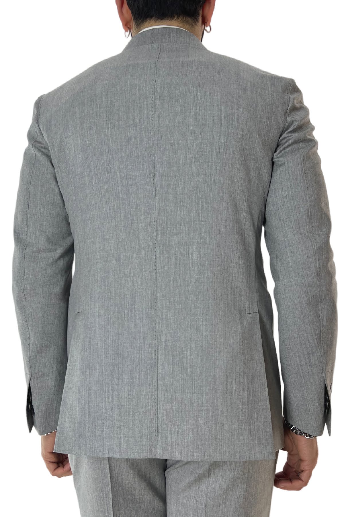 Giacca uomo doppiopetto grigio chiaro in fresco lana 100% Vitale Barberis