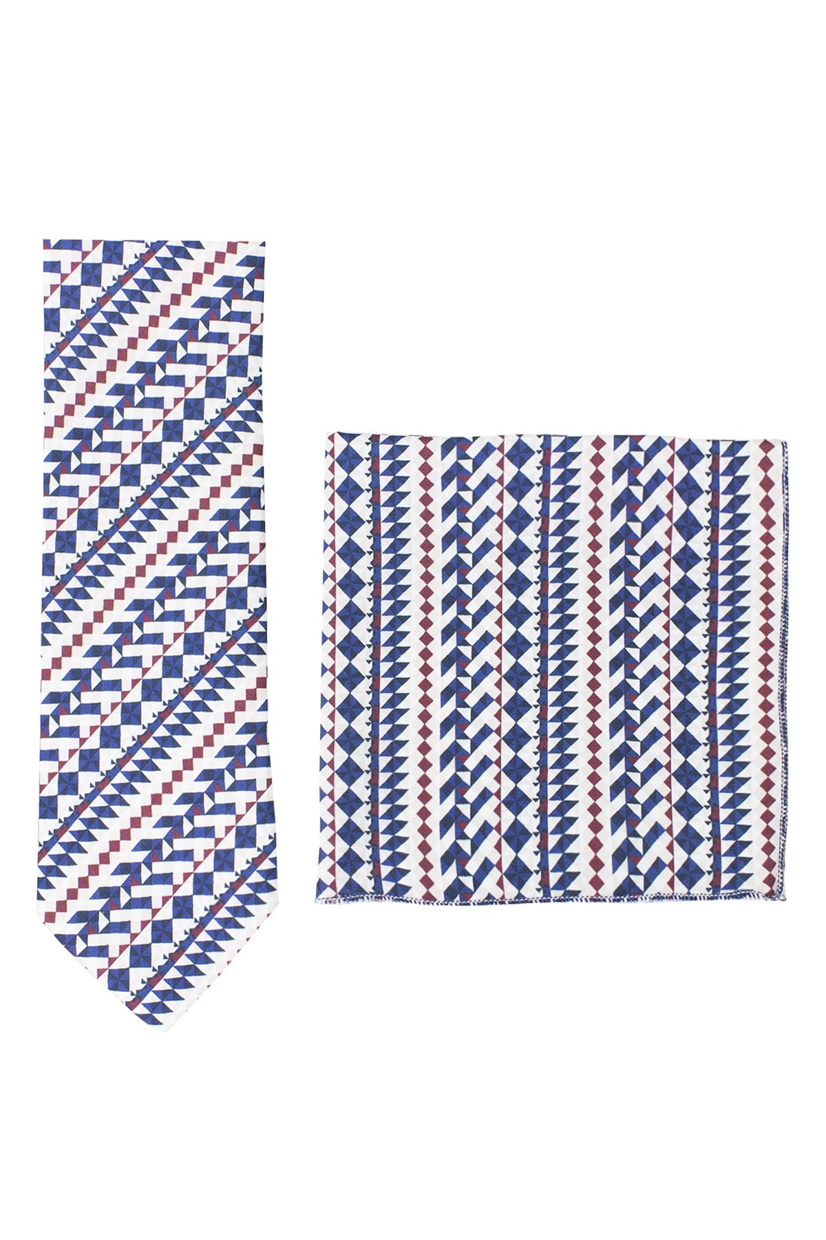 Cravatta uomo fantasia geomerico 1 compresa di pochette abbinata effetto seta