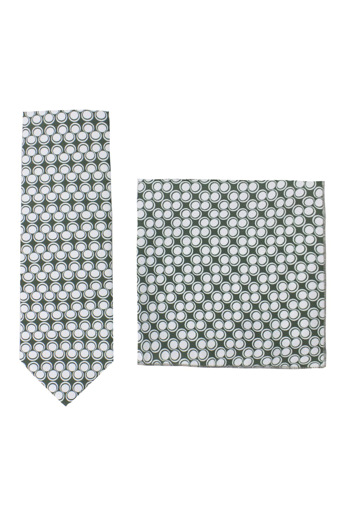 Cravatta uomo fantasia geomerico 4 compresa di pochette abbinata effetto seta