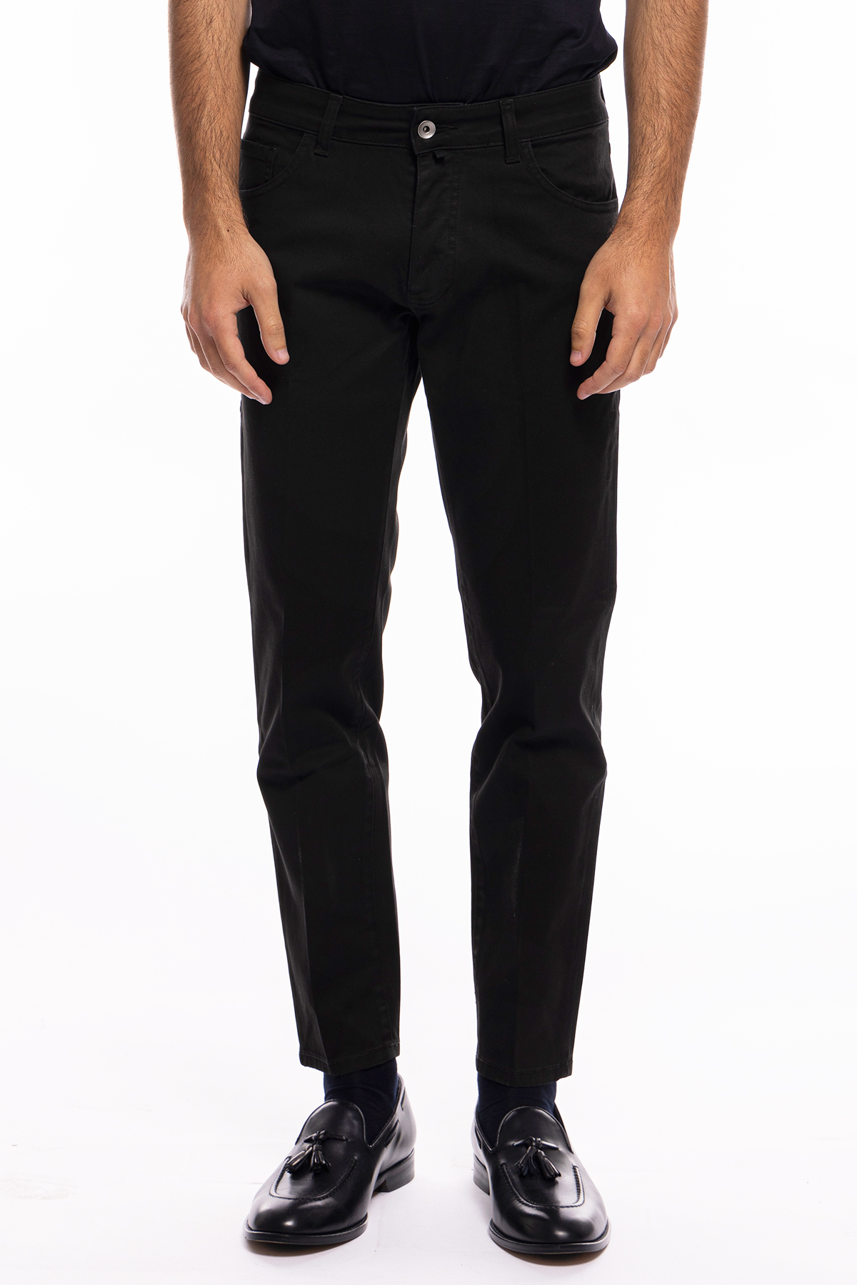 Jeans uomo nero tinta unita modello 5 tasche slim fit estivo made in italy Carillo Moda Abbigliamento uomo e donna scarpe e accessori
