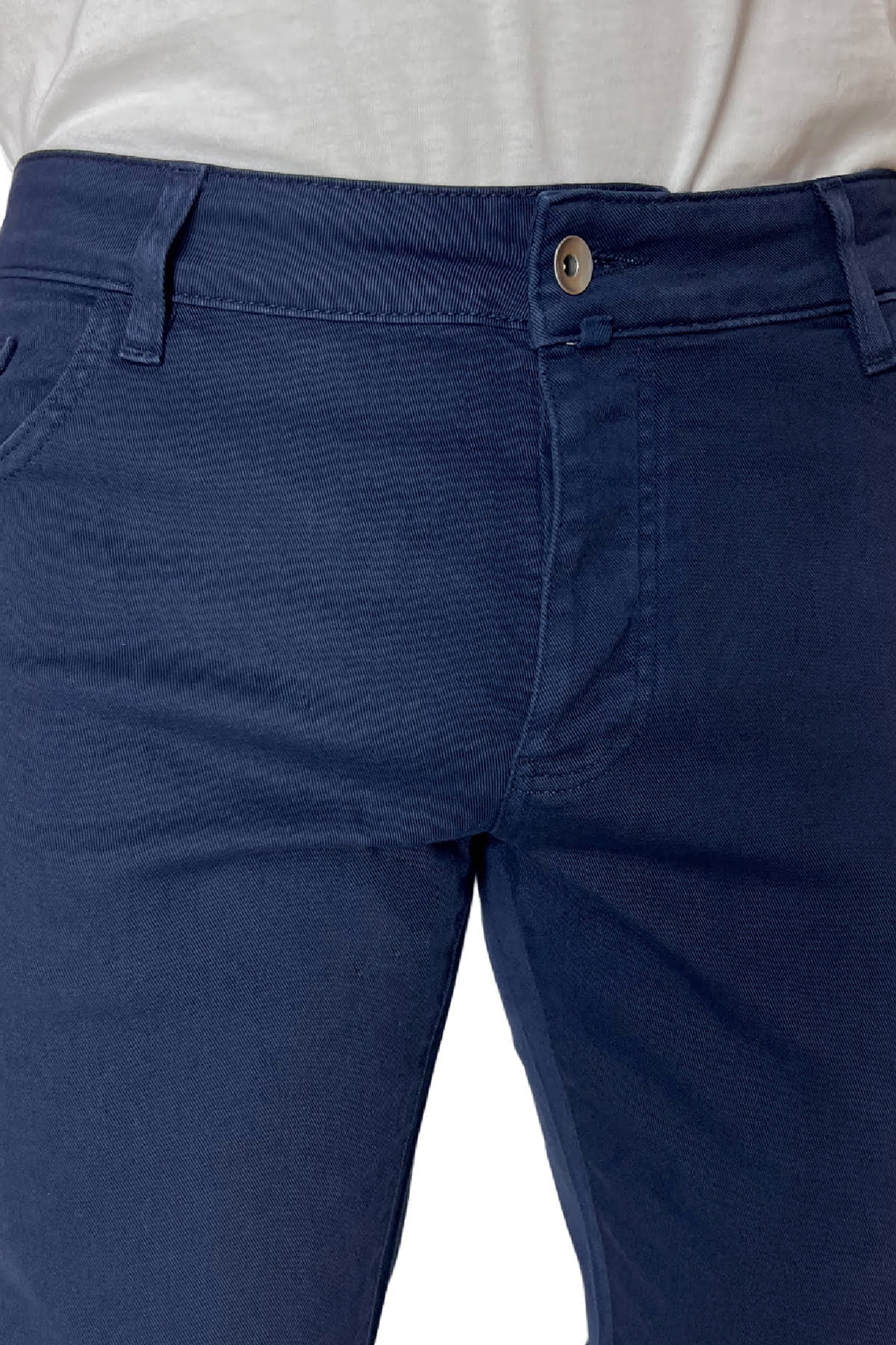 Jeans uomo blu tinta unita modello 5 tasche slim fit estivo made in italy
