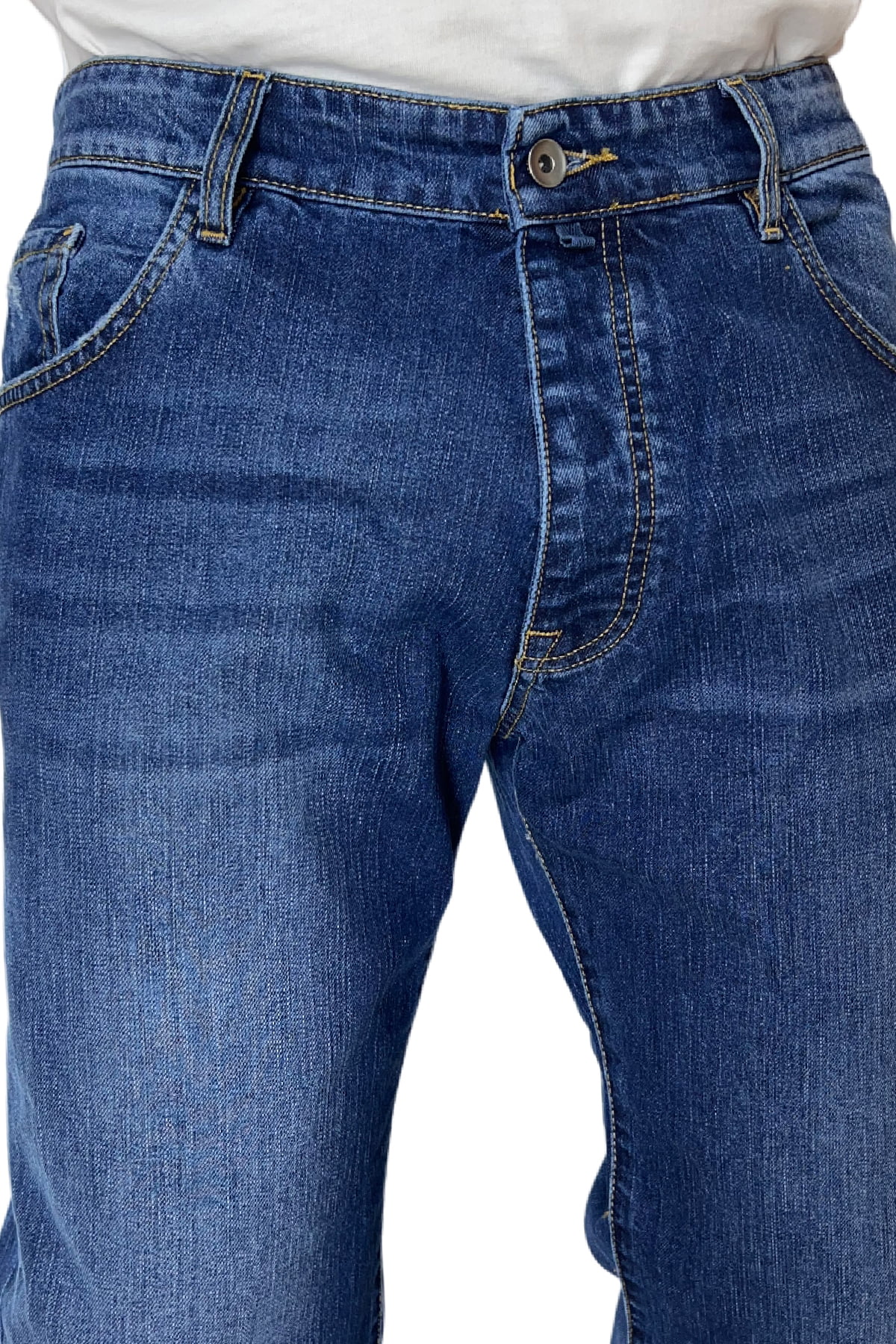 Jeans strappati da uomo con sfumature bianche modello 5 tasche regular fit made in italy