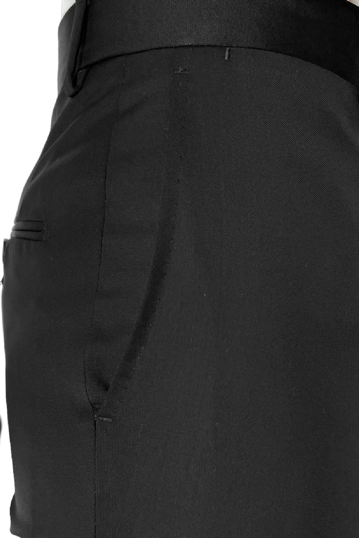 Pantalone uomo nero tasca america in fresco lana 100% Vitale Barberis Canonico