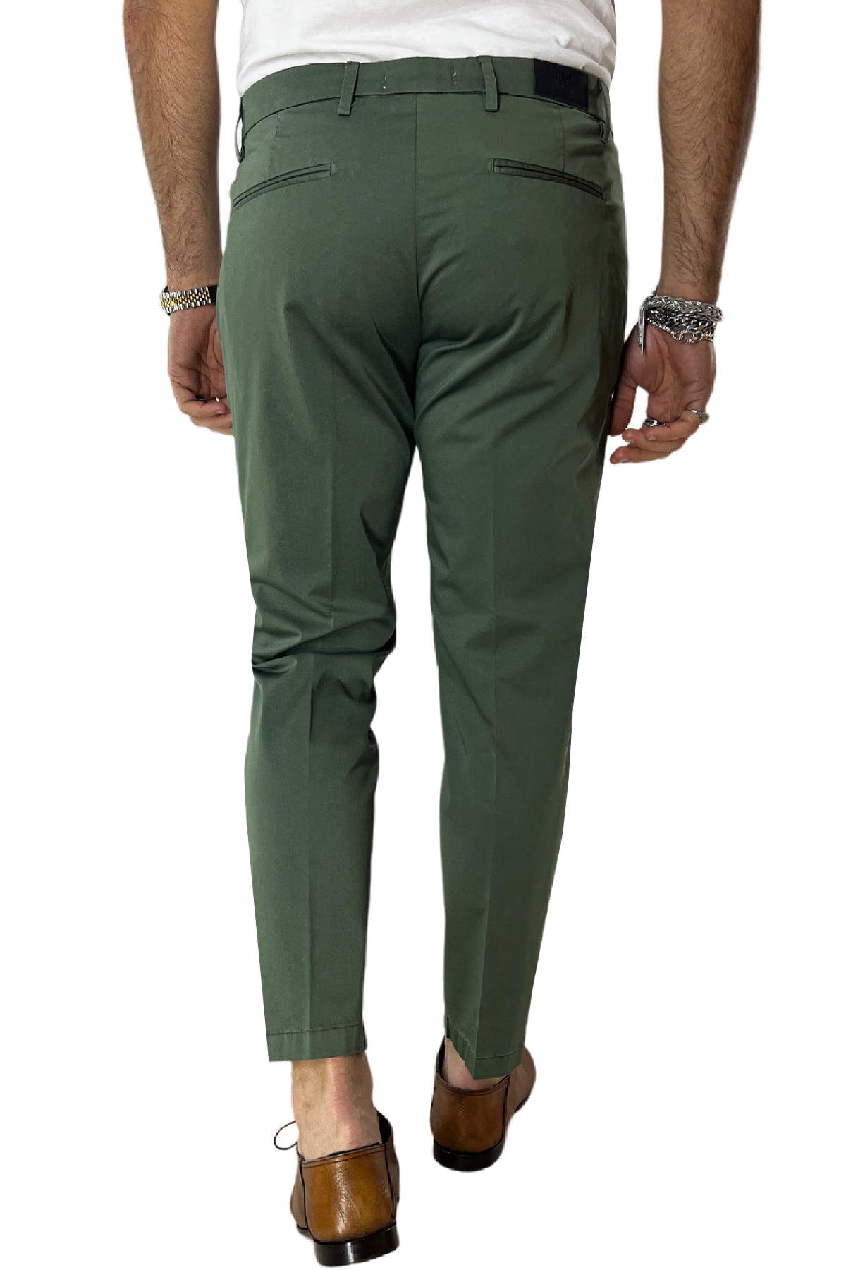 Pantalone uomo verde in Cotone tasca america leggermente elastico estivo