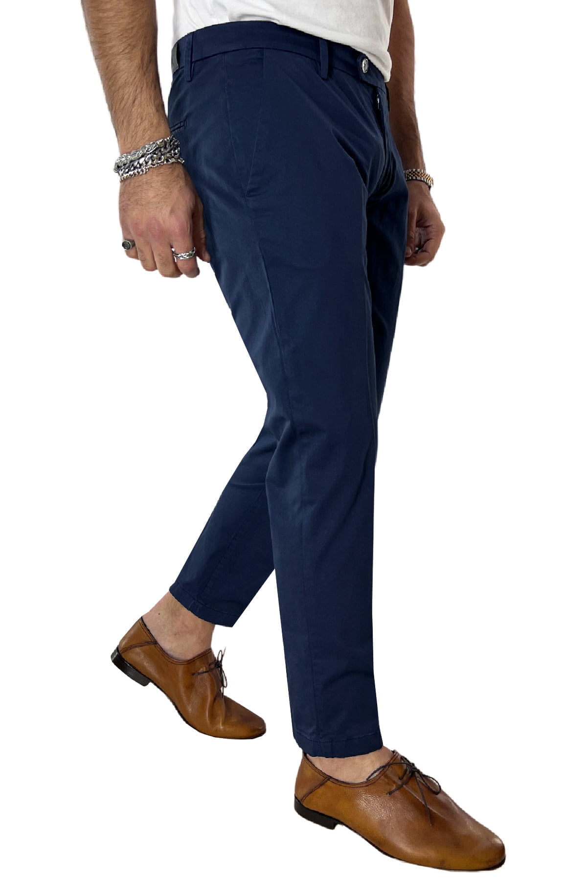 Pantalone uomo blu in Cotone tasca america leggermente elastico estivo