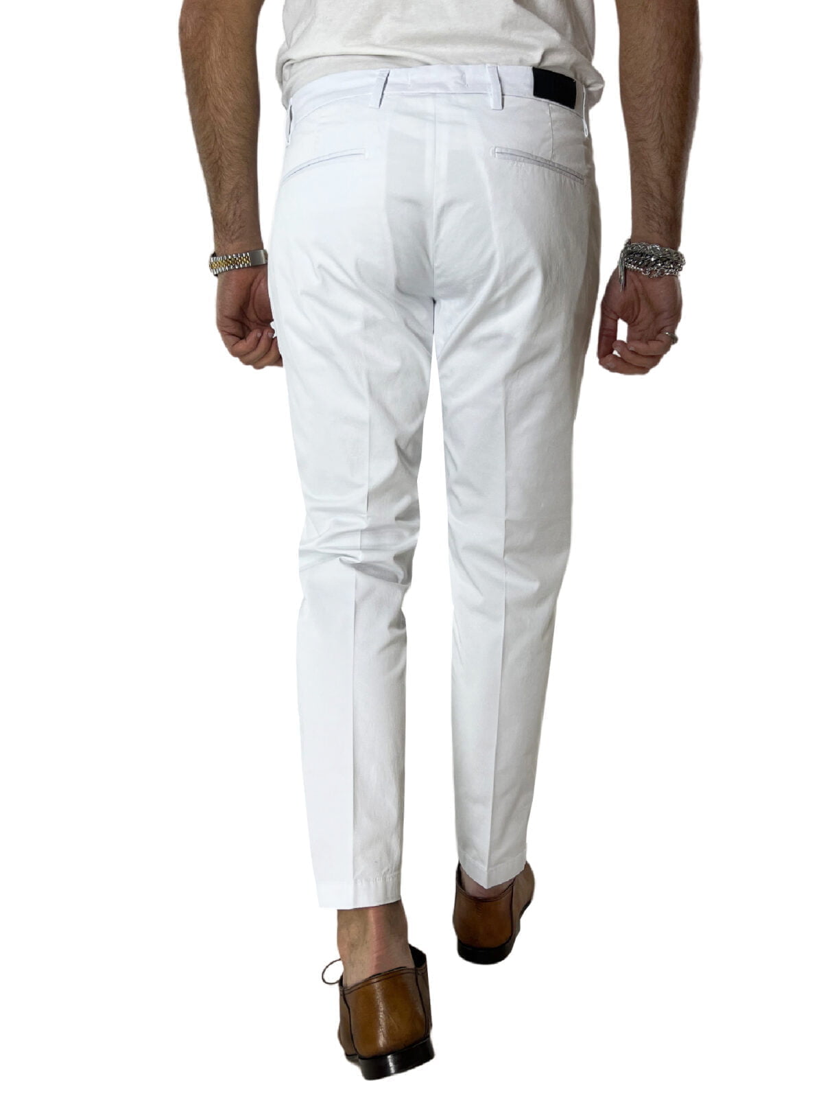 Pantalone uomo bianco in Cotone tasca america leggermente elastico estivo