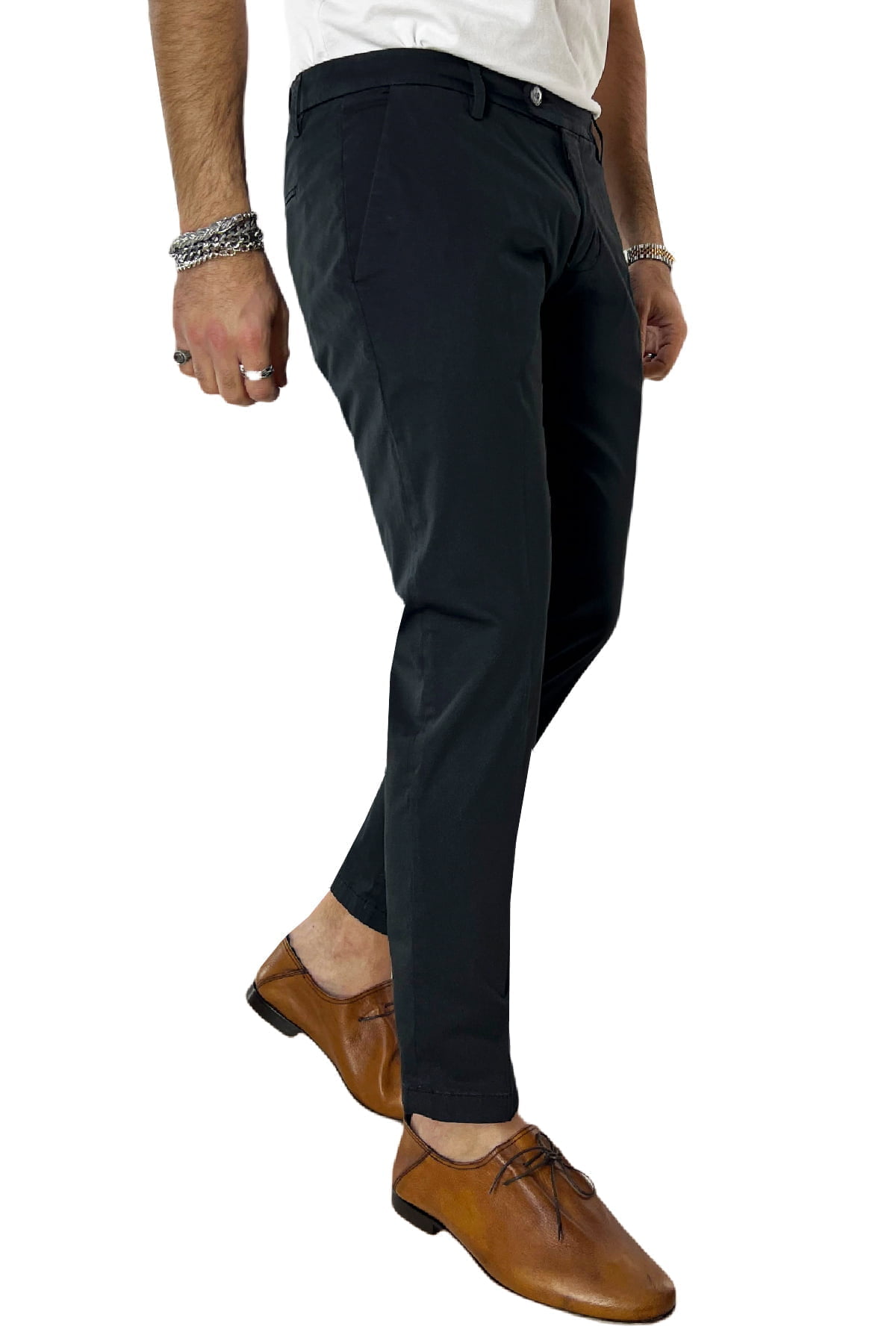 Pantalone uomo nero in Cotone tasca america leggermente elastico estivo