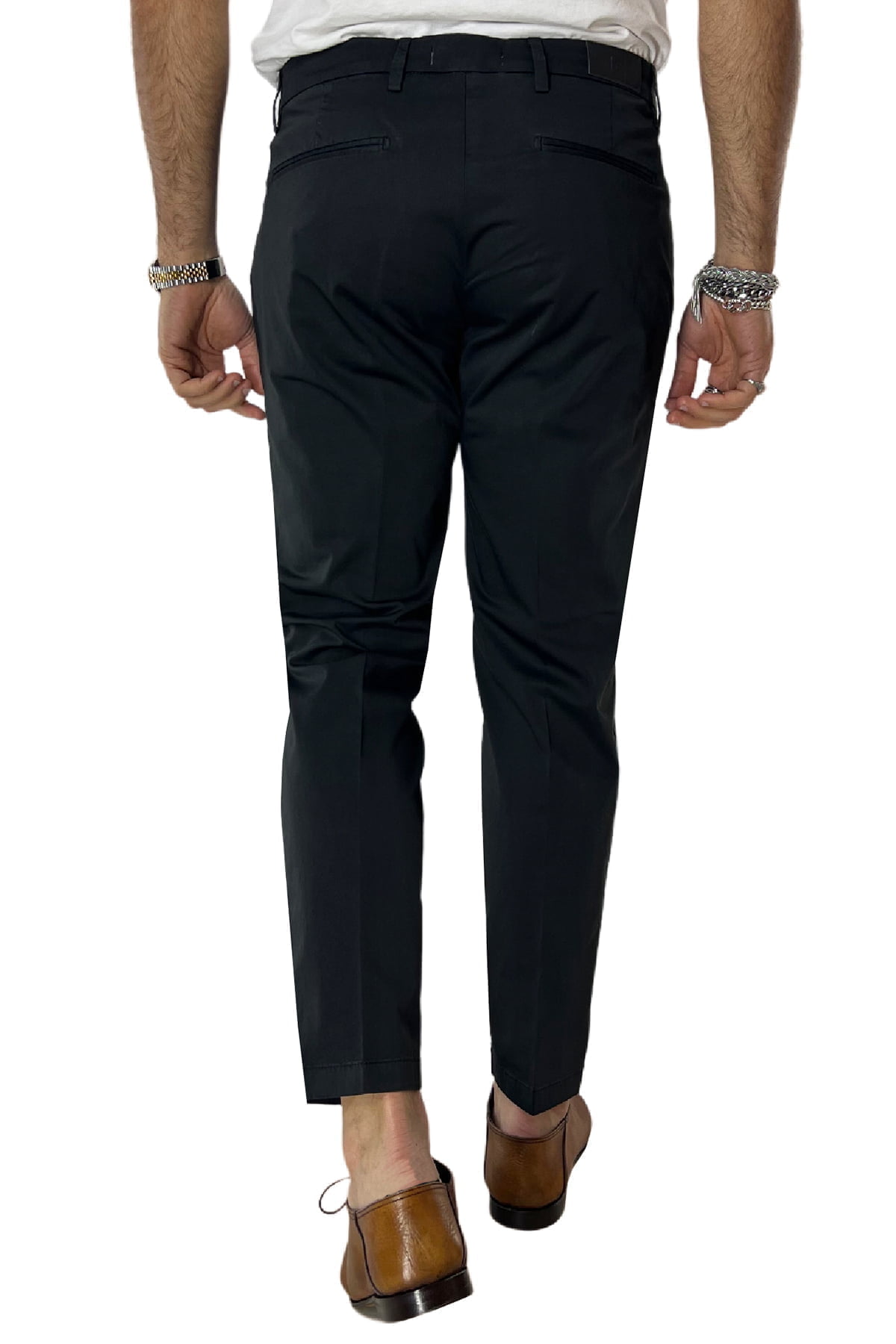 Pantalone uomo nero in Cotone tasca america leggermente elastico estivo
