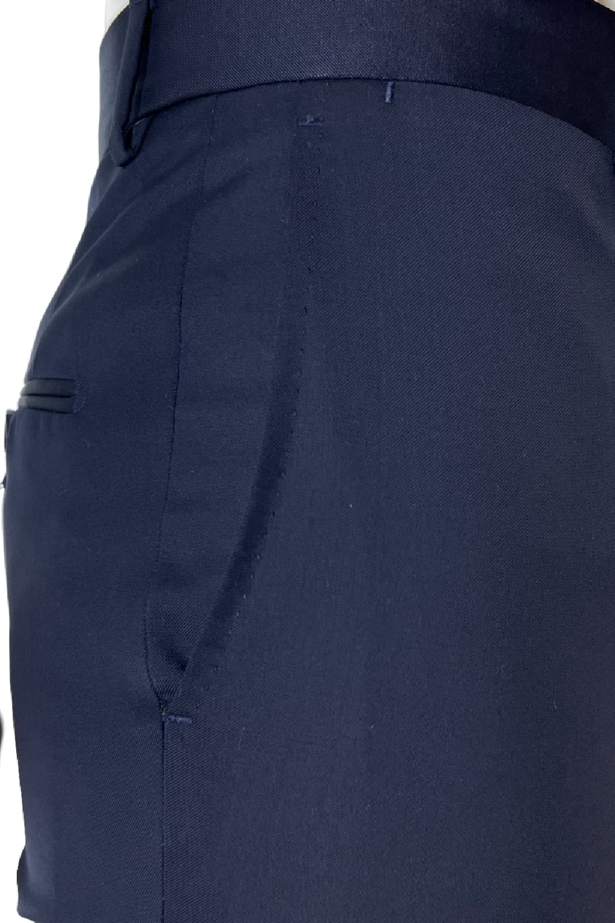 Pantalone uomo Blu Navy tasca america in fresco lana 100% Vitale Barberis Canonico