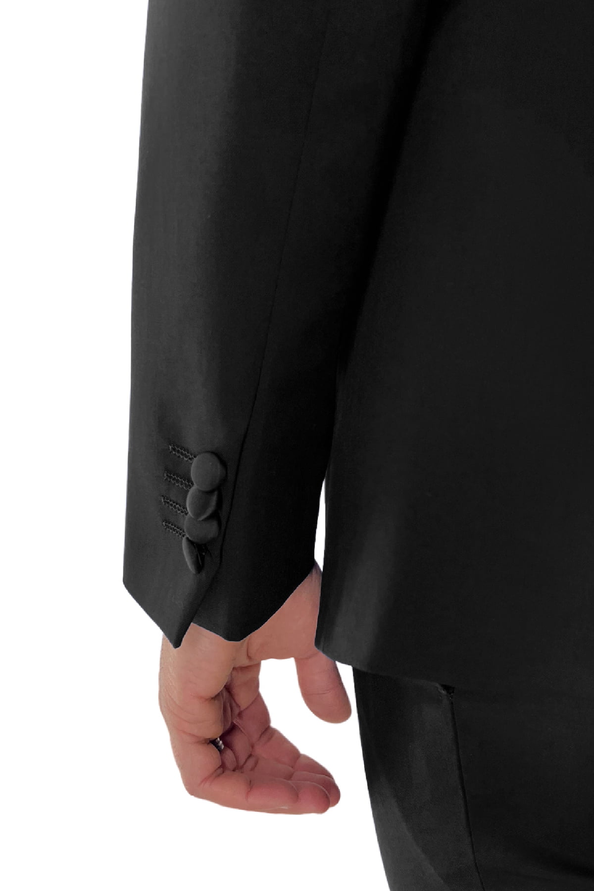Smoking uomo nero giacca con rever sciallato e pantalone tasca america in fresco lana 100% Vitale Barberis Canonico