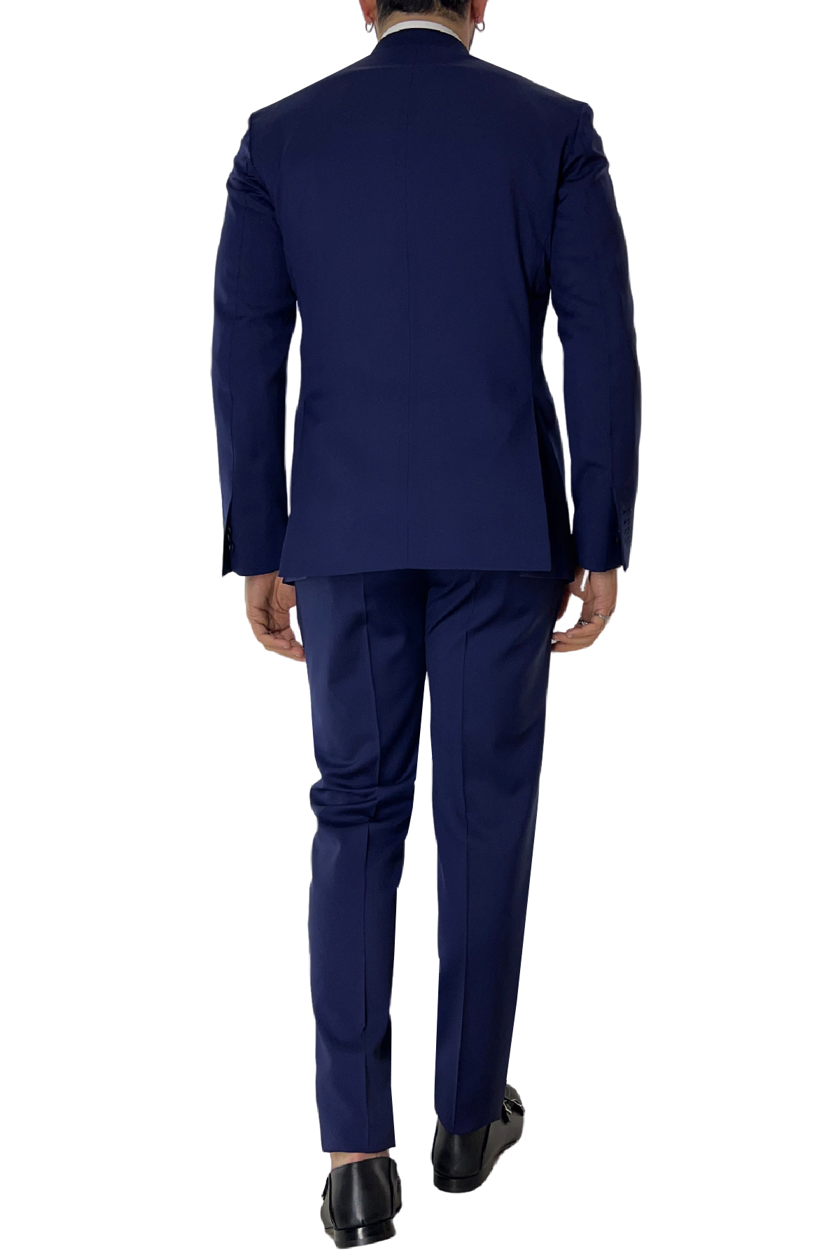 Abito uomo con giacca doppiopetto blu royal rever a lancia e pantalone tasca america in fresco lana 100% Vitale Barberis Canonico