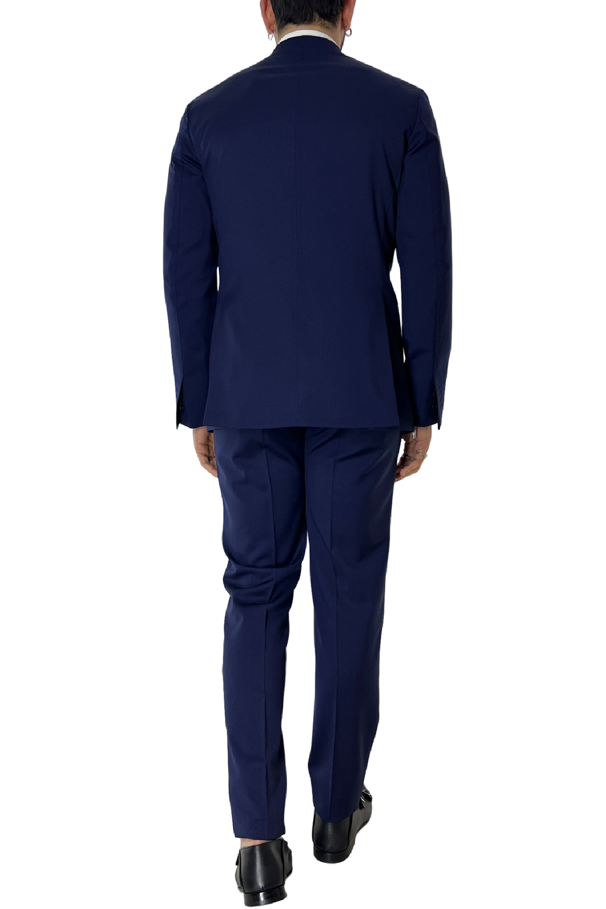 Abito uomo con giacca monopetto blu royal rever a lancia e pantalone tasca america in fresco lana 100% Vitale Barberis Canonico