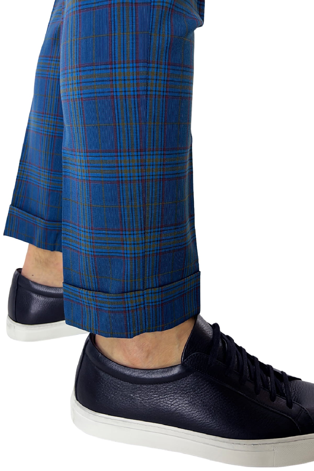 Pantalone uomo scozzese blu tasca america made in italy