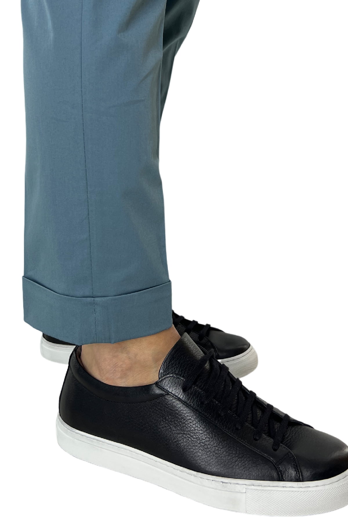Pantalone uomo Celeste in cotone tasca america con pence made in italy