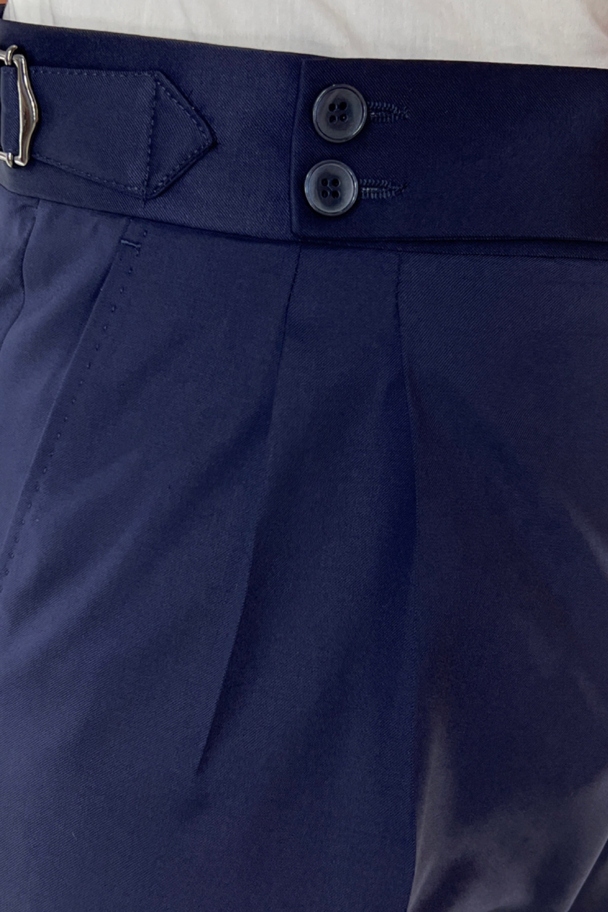 Pantalone uomo navy blu vita alta doppia pinces in fresco lana super 130's Vitale Barberis Canonico