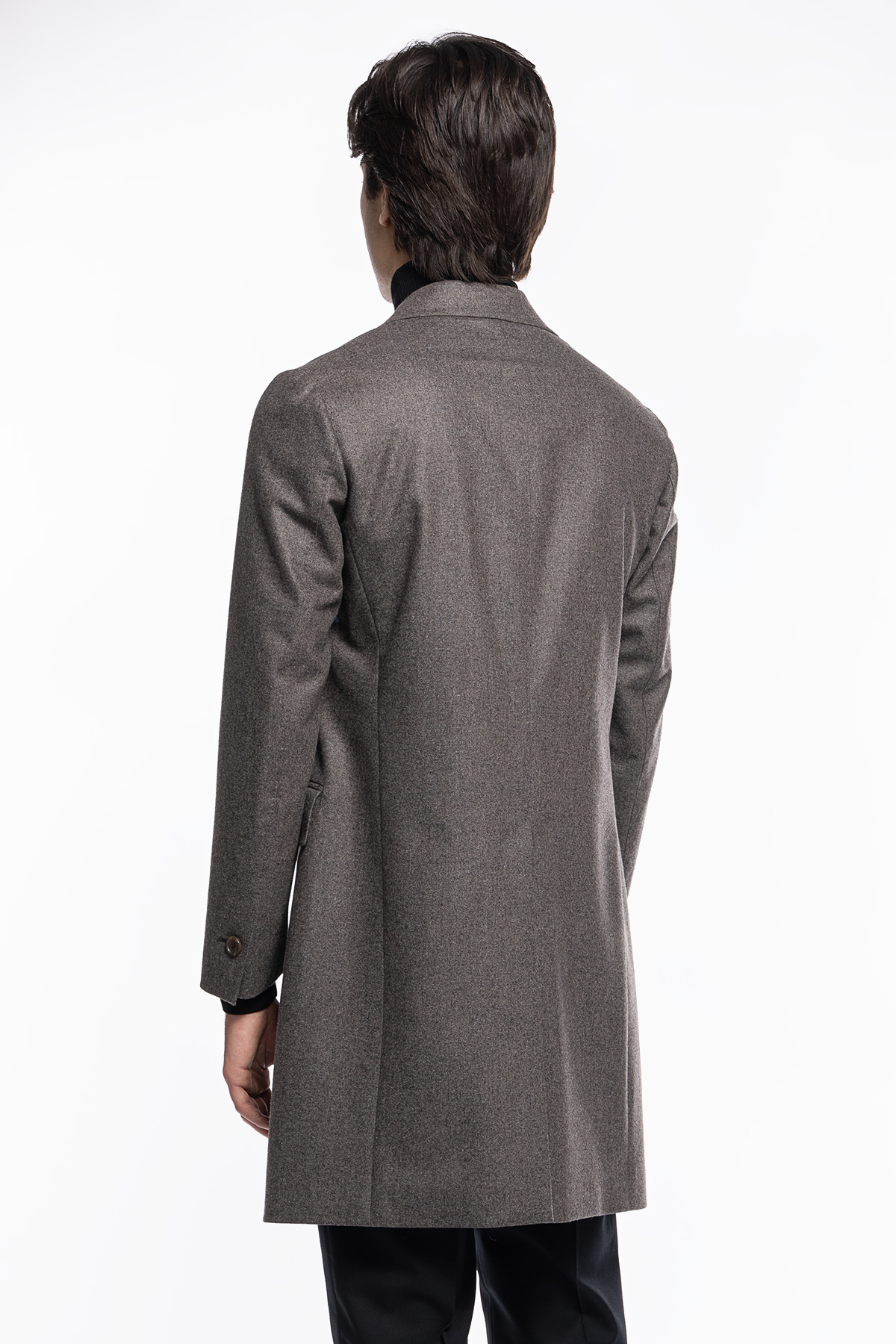 Cappotto uomo grigio monopetto in lana Vitale Barberis Canonico rever largo