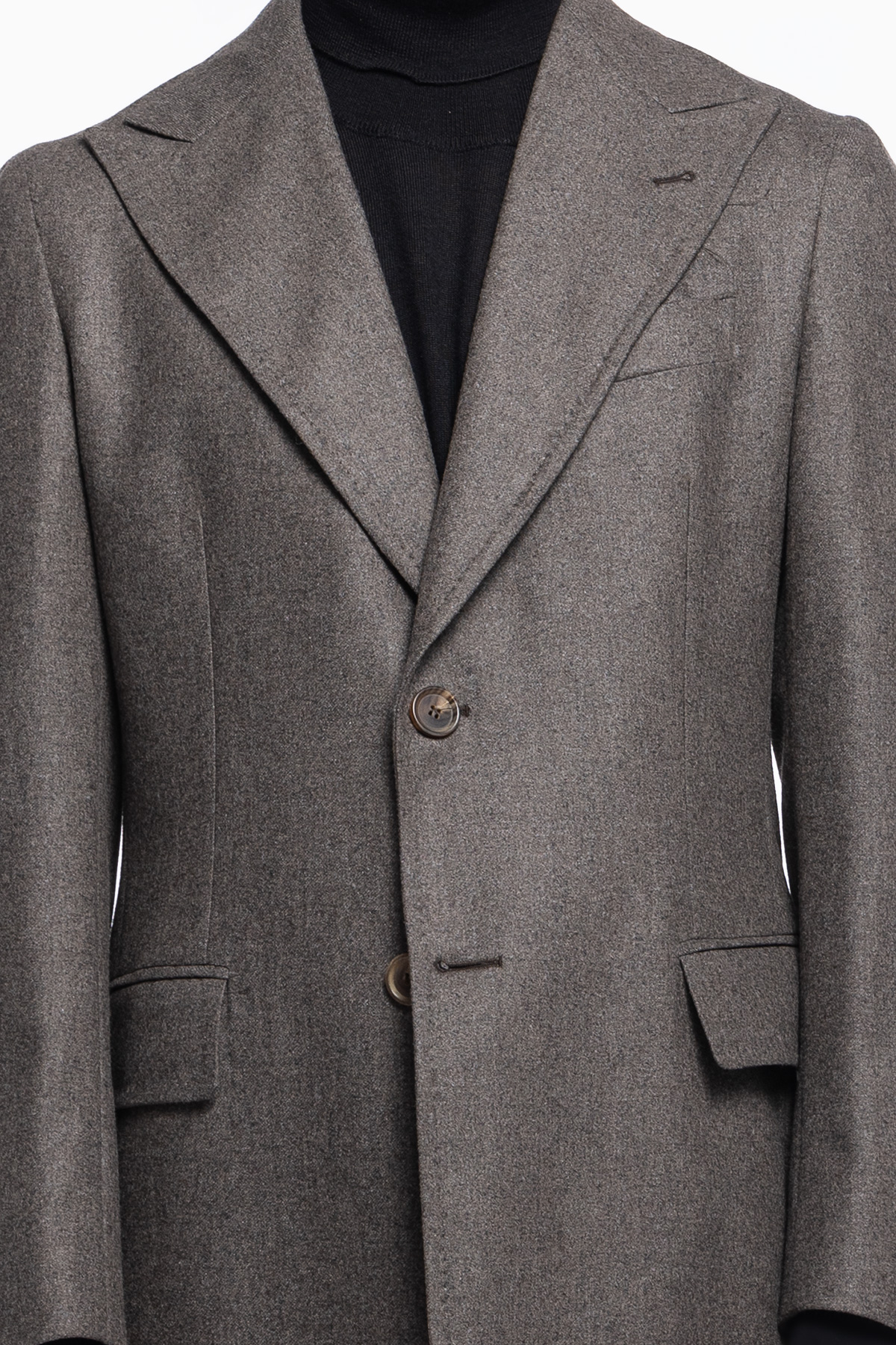 Cappotto uomo grigio monopetto in lana Vitale Barberis Canonico rever largo