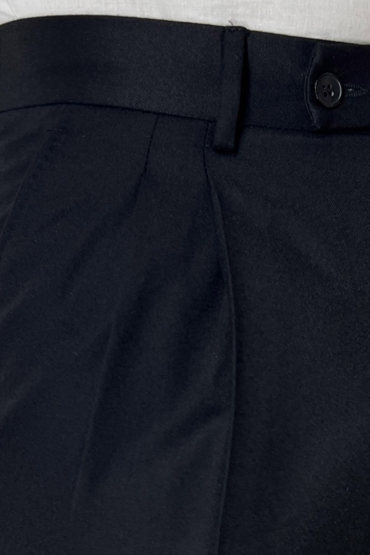 Pantalone uomo nero vita alta tasca america in lana flanella con doppia pinces Vitale Barberis Canonico
