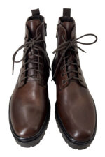Anfibi da uomo marroni in vera pelle con cerniera laterale suola a carrarmato made in italy Carillo Moda Abbigliamento uomo e donna scarpe e accessori