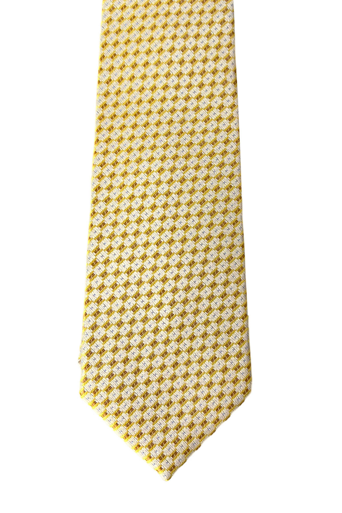 Cravatta uomo beige fantasia quadretti coccio 8cm da cerimonia elegante effetto seta