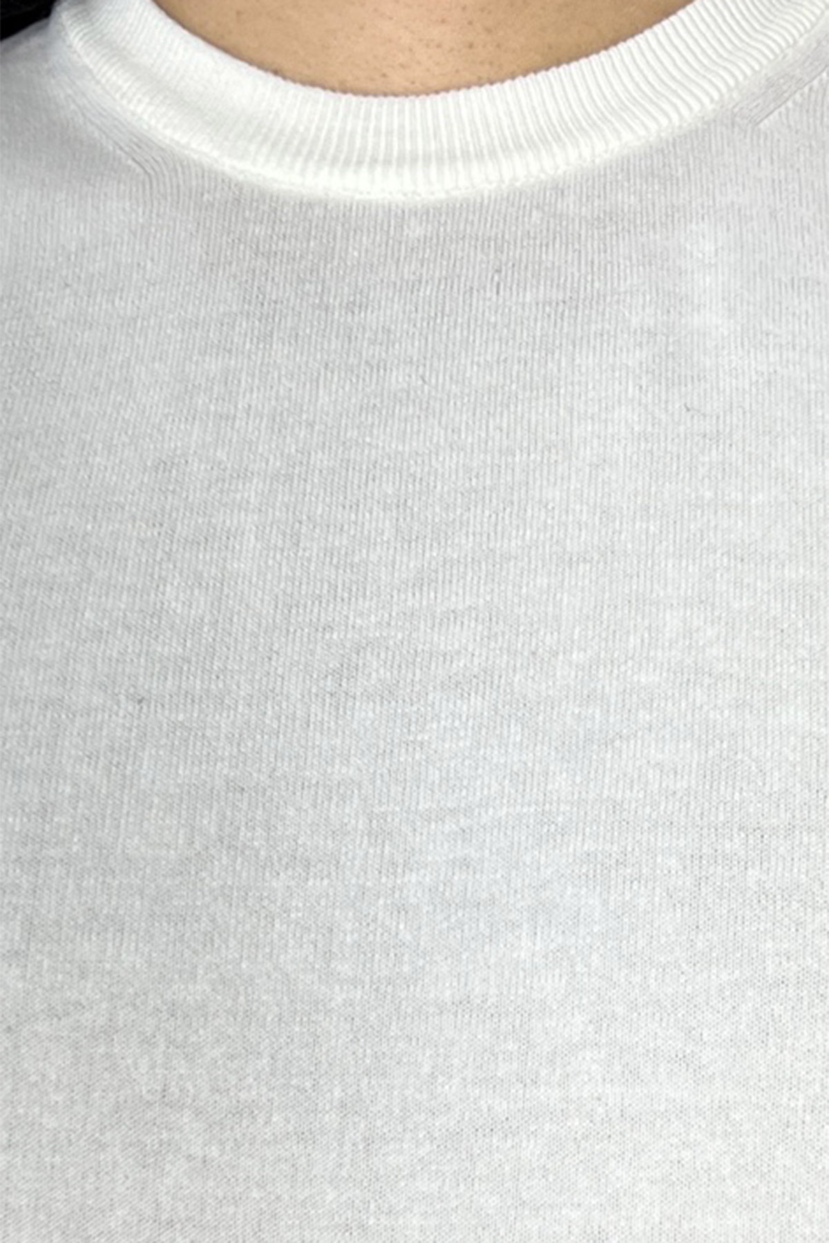 Maglioncino da uomo bianco mezze maniche 100% cotone di filo finezza 14 tinta unita