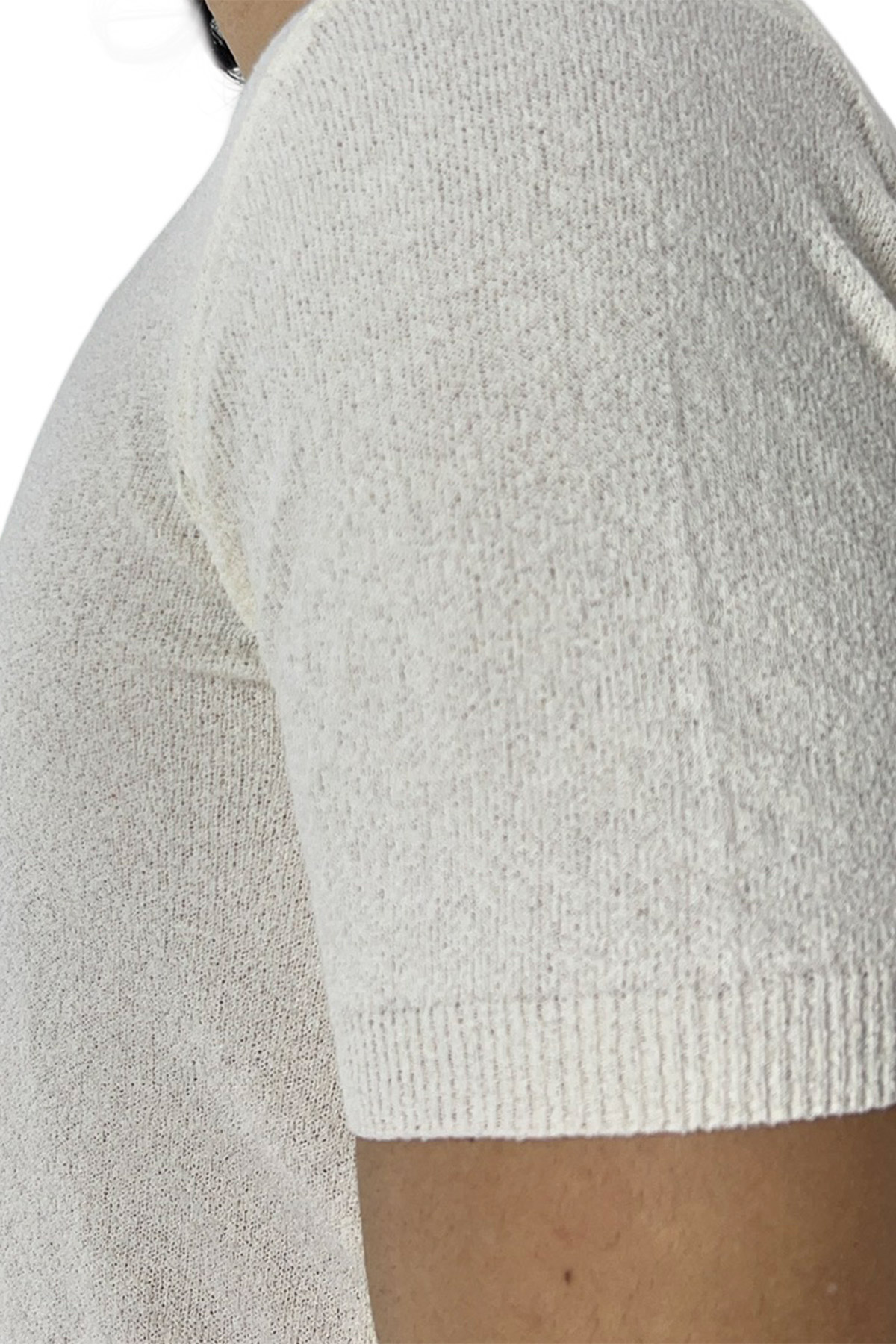 Maglioncino da uomo Bianco mezze maniche 100% cotone effetto spugna tinta unita