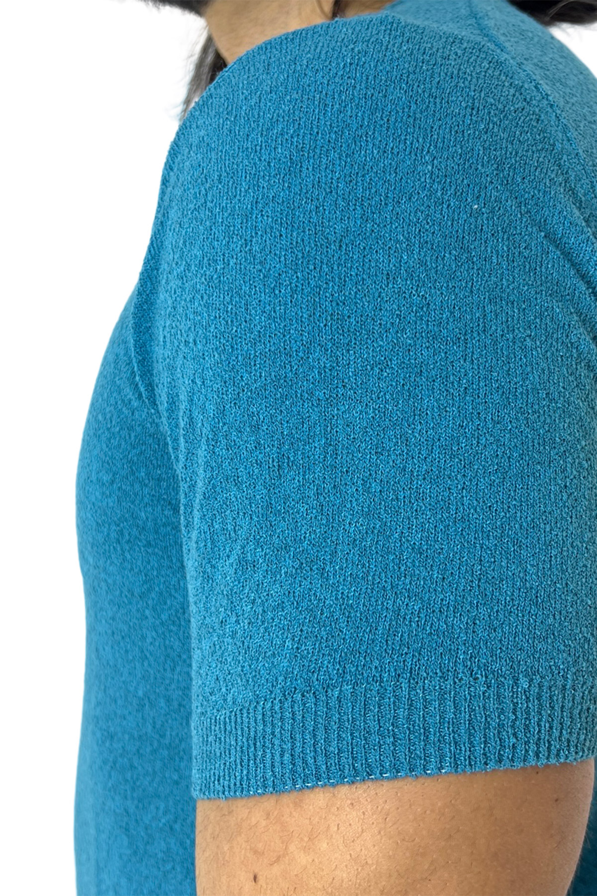 Maglioncino da uomo Azzurro mezze maniche 100% cotone effetto spugna tinta unita