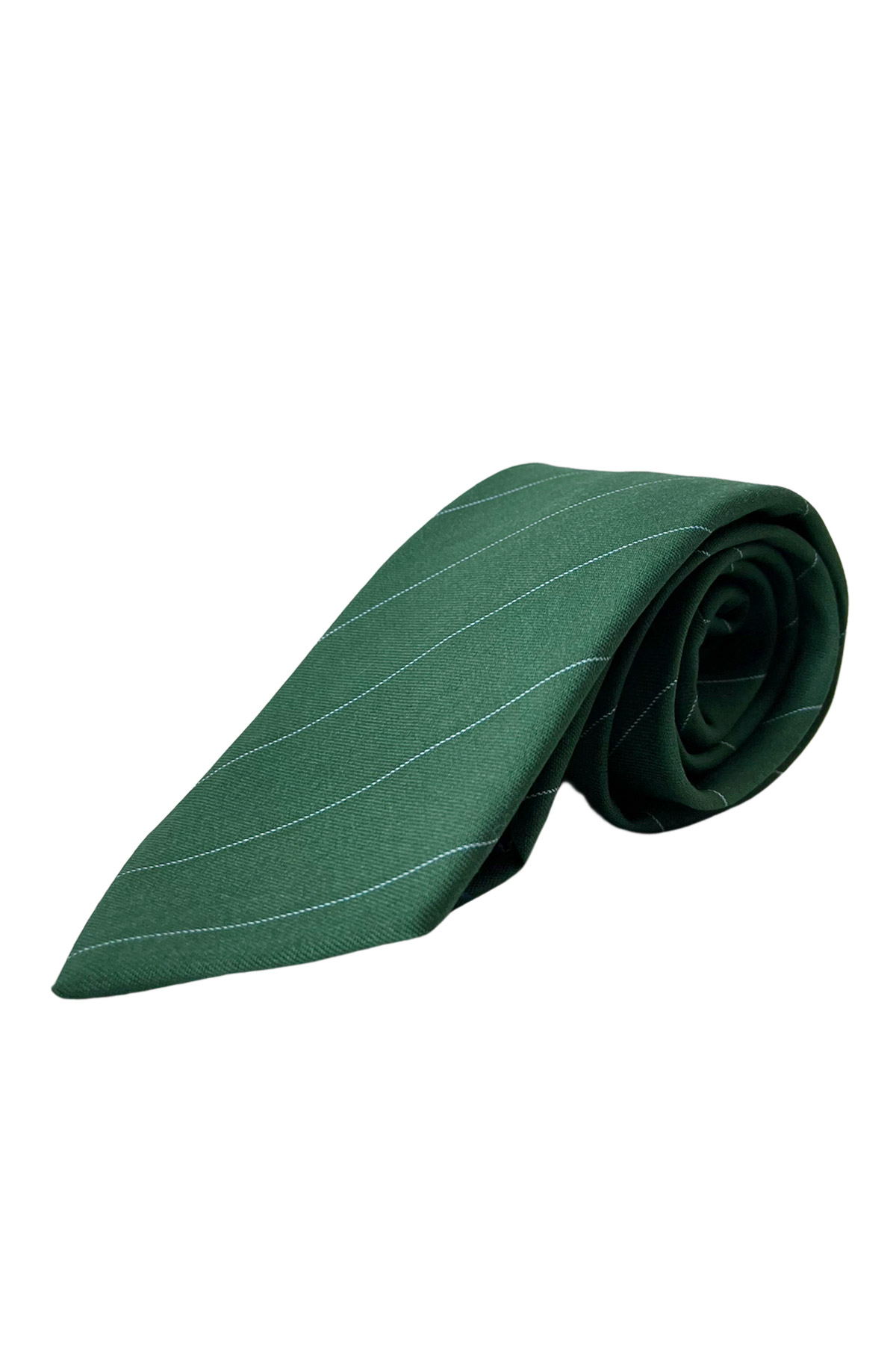 Cravatta uomo verde riga celeste 8cm da cerimonia elegante 100% fresco lana super 130's