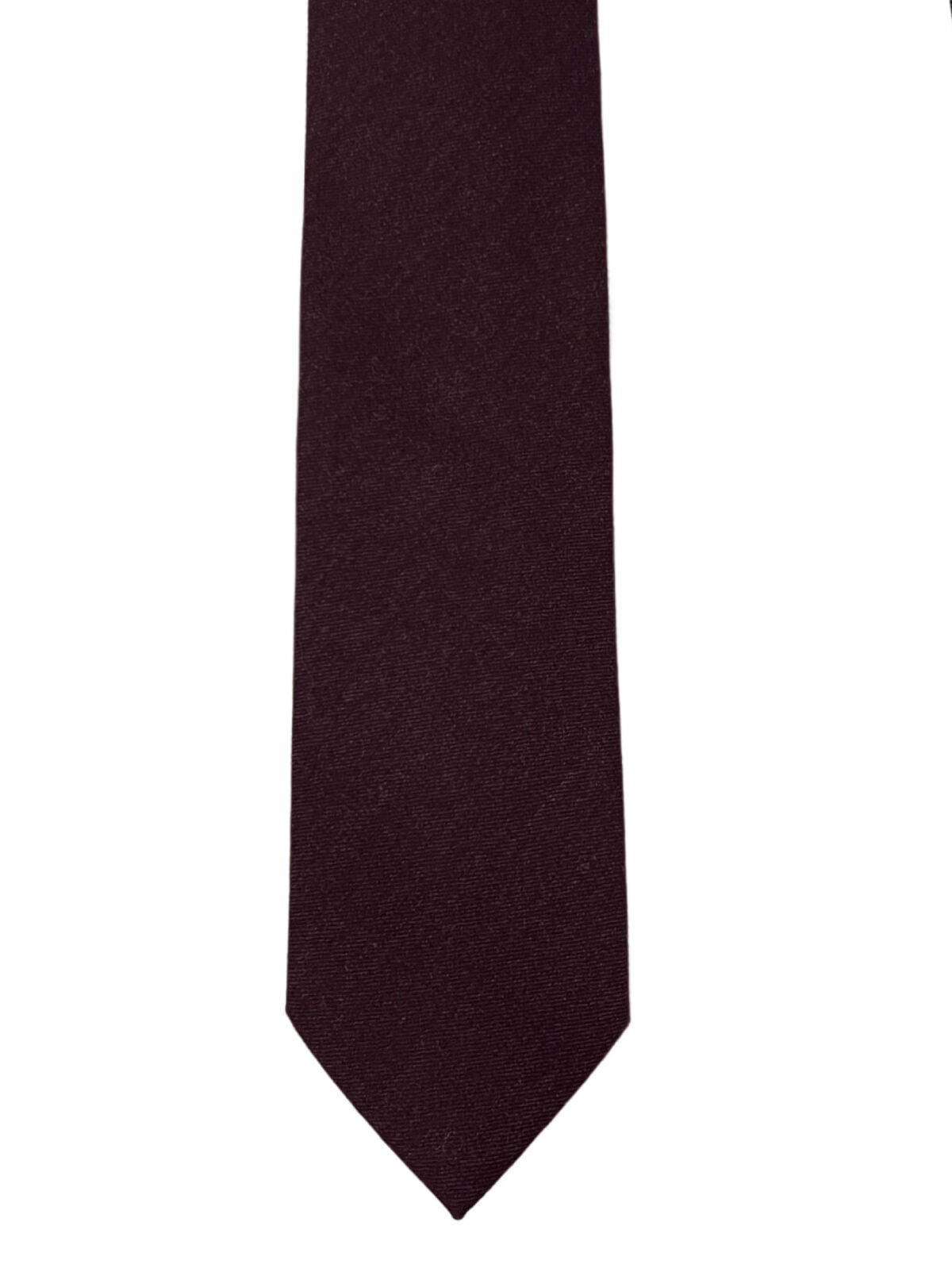 Cravatta uomo bordeaux tinta unita 8cm da cerimonia elegante 100% lana flanella super 100's