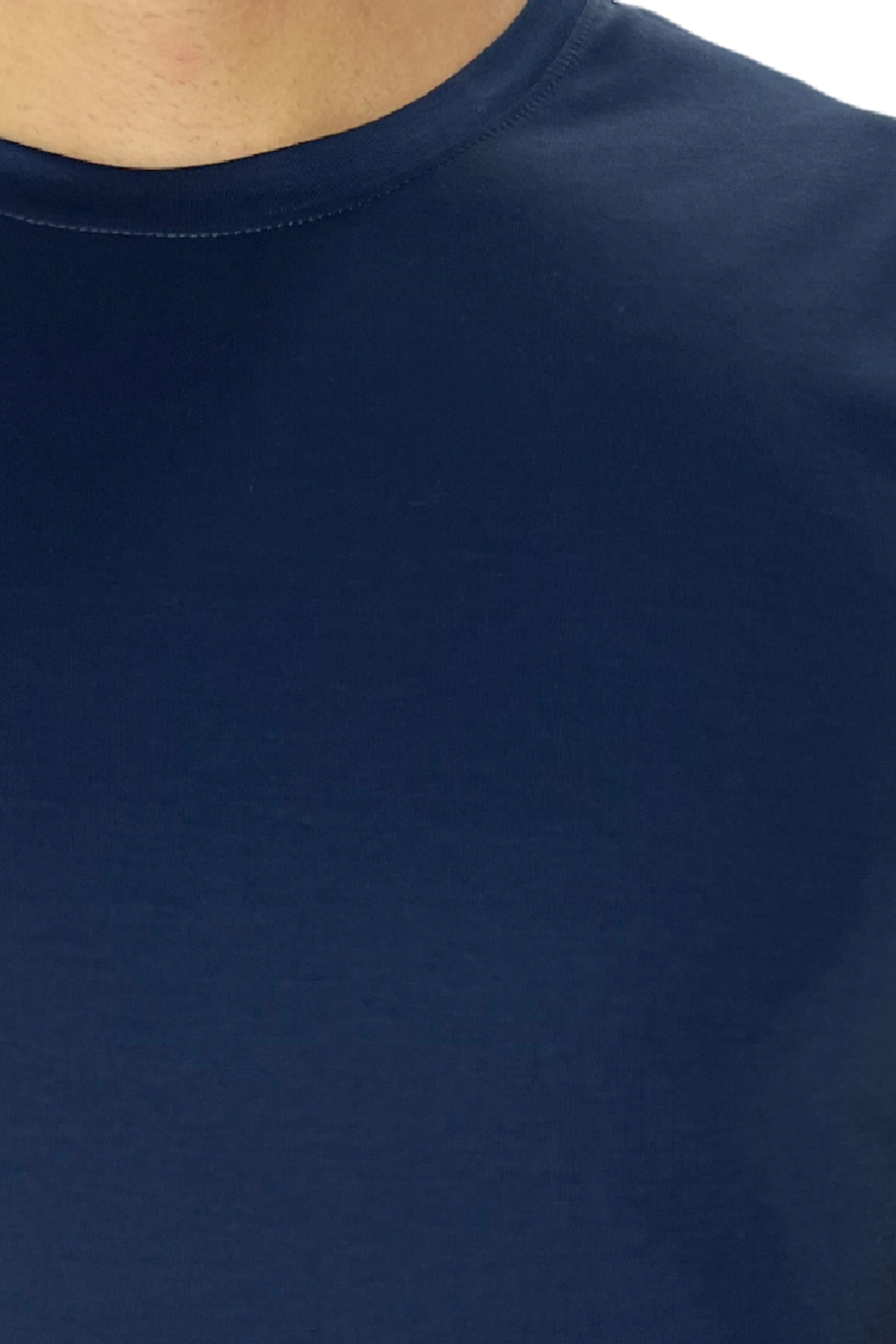 T-shirt da uomo filo di scozia Blu 100% cotone slim fit tinta unita Made In Italy
