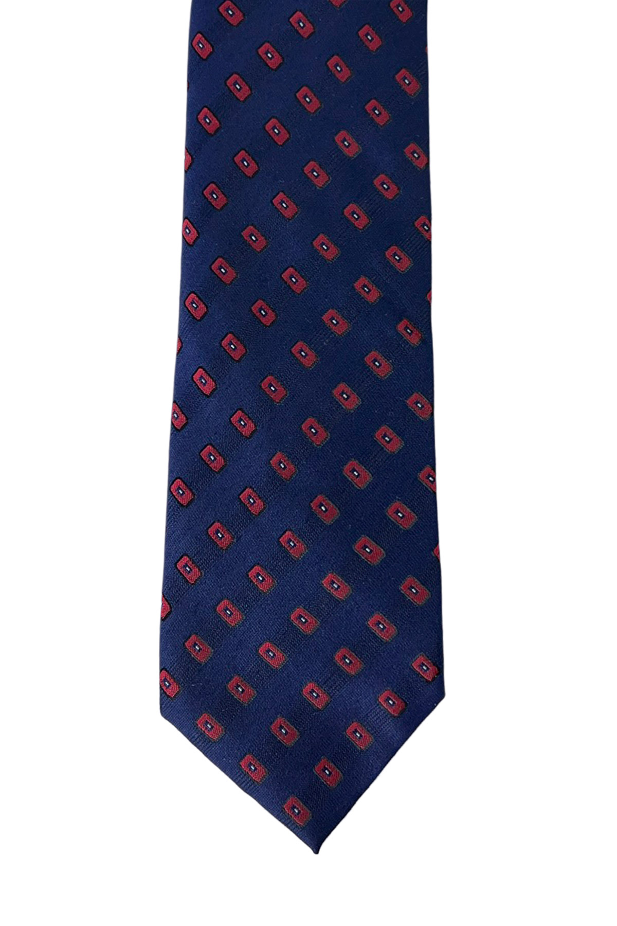 Cravatta uomo navy blu Fantasia Rossa 8cm da cerimonia elegante 100% seta