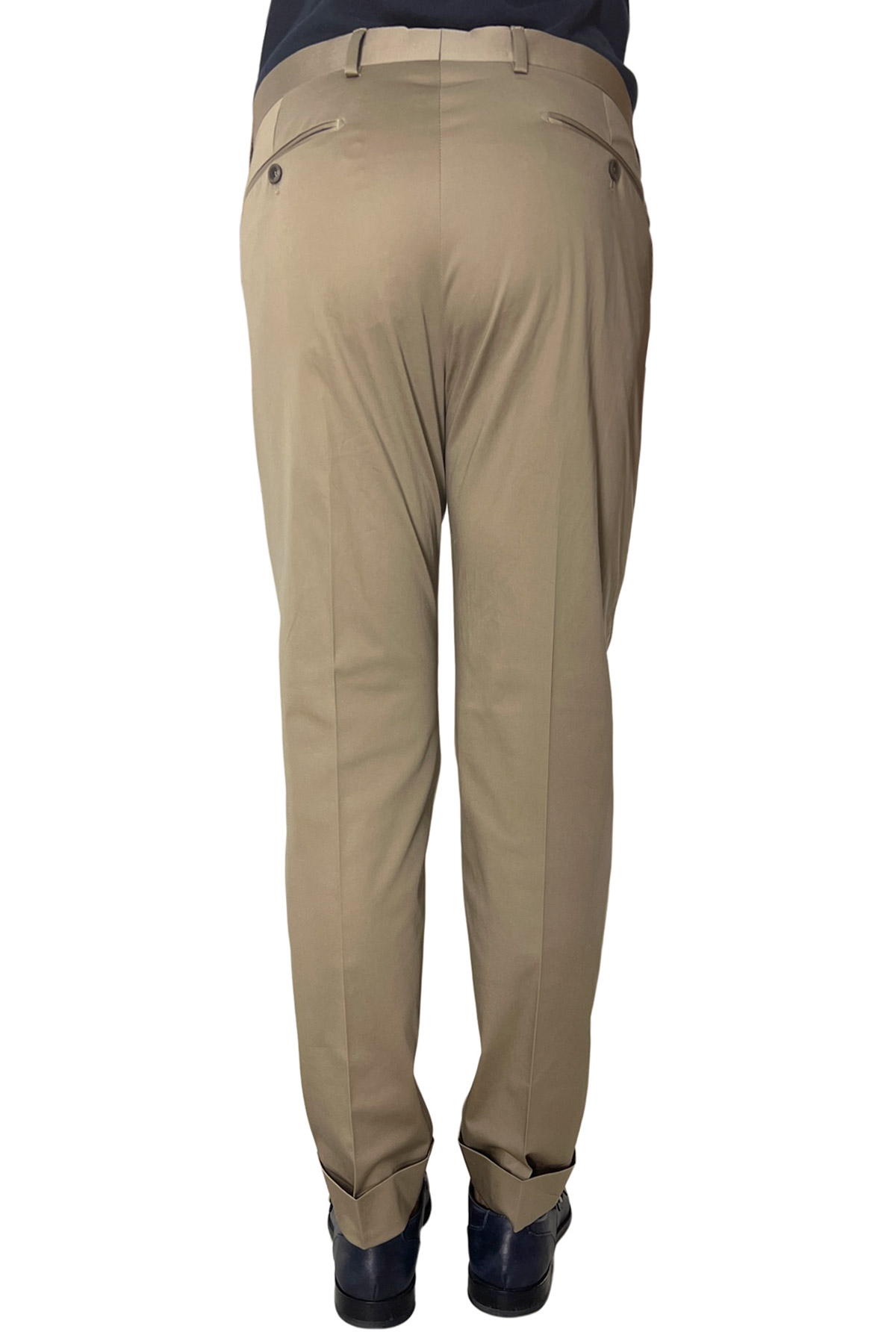 Pantalone uomo Fango di cotone leggermente elastico tasca america con una pinces e risvolto 4cm