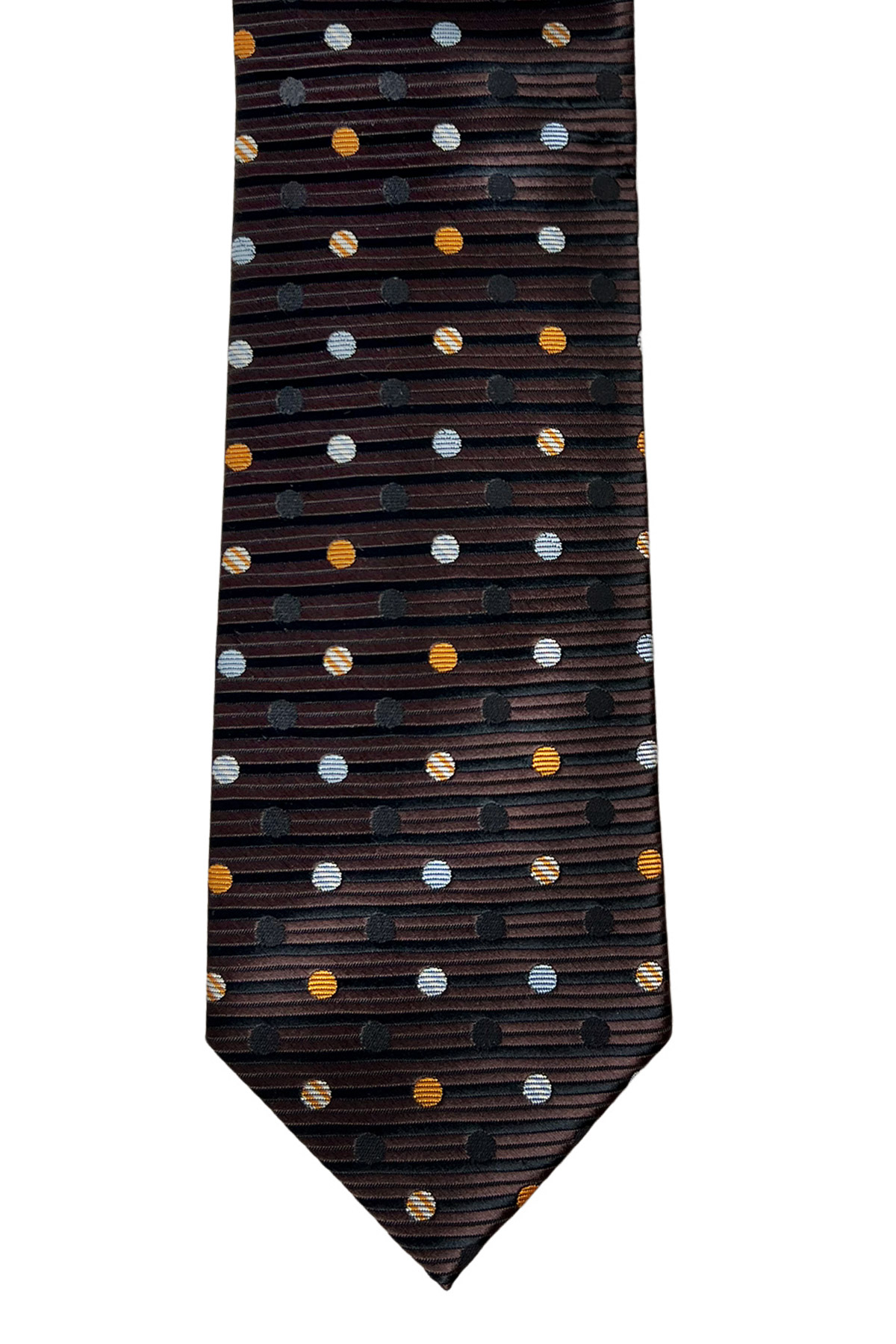 Cravatta uomo Marrone fantasia Pois multicolor 8cm da cerimonia elegante effetto seta