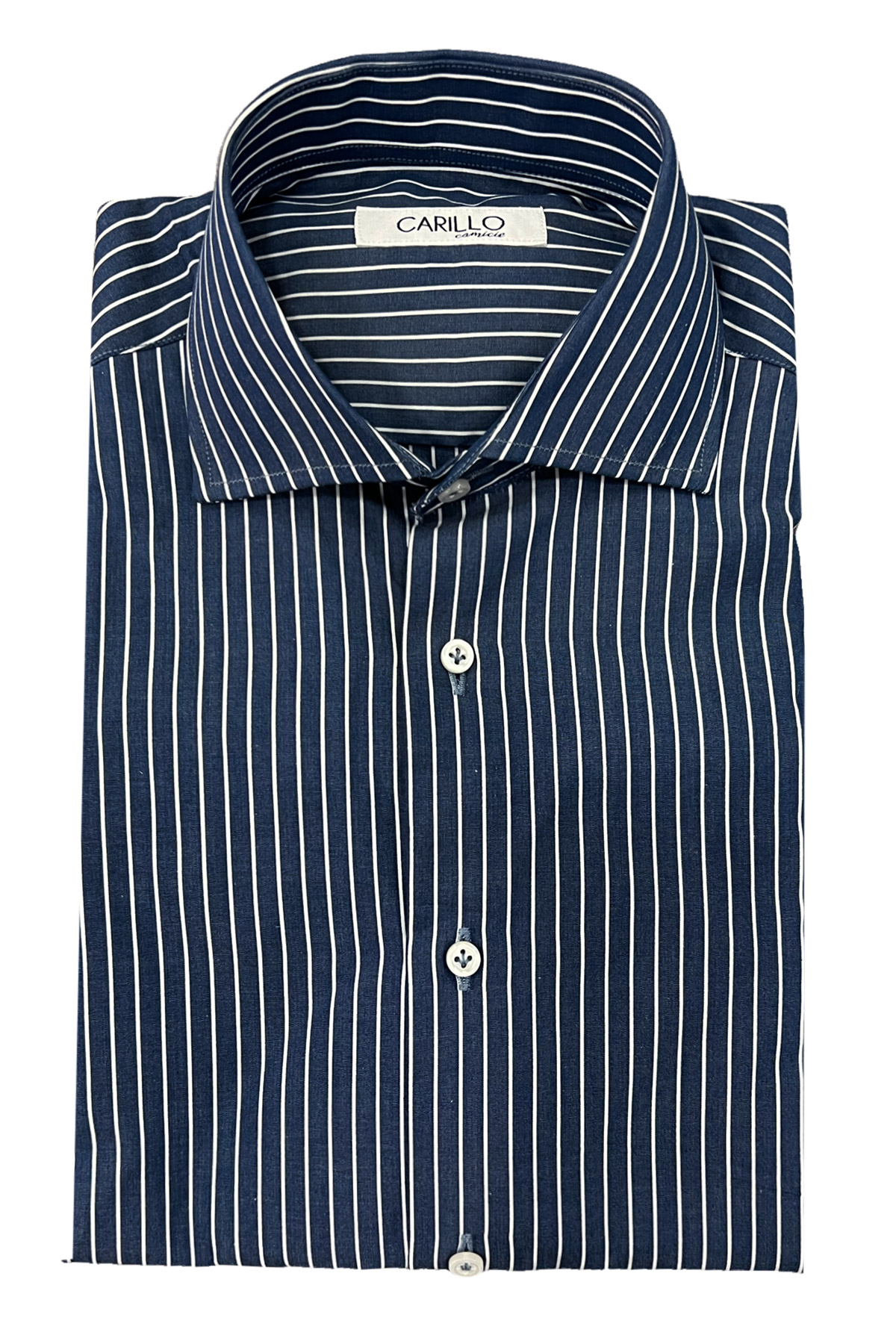 Camicia Uomo a Righe blu notte vestibilita slim fit collo francese cotone 100%