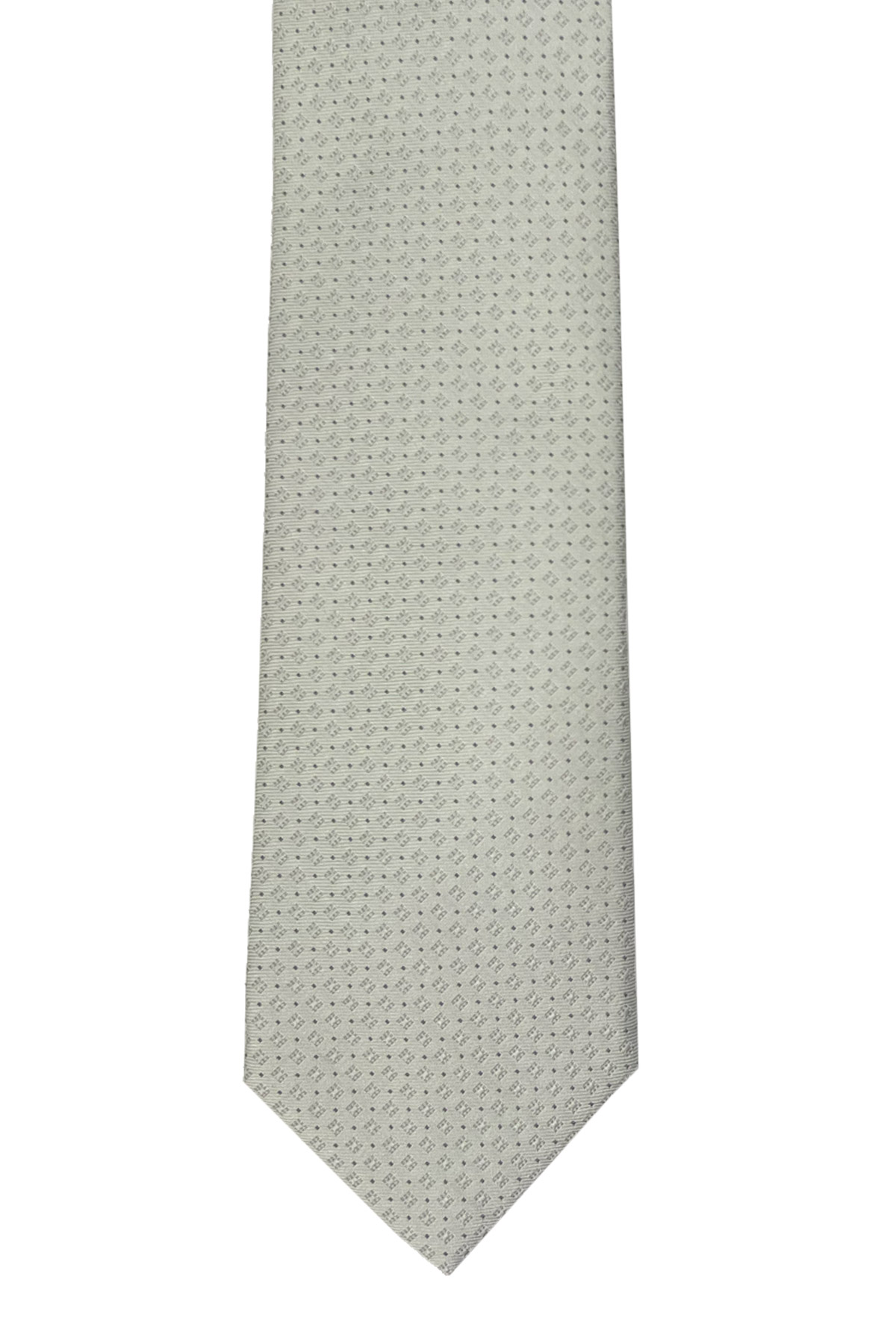 Cravatta uomo grigio chiaro 9cm fantasia quadratini e pois da cerimonia elegante pura seta