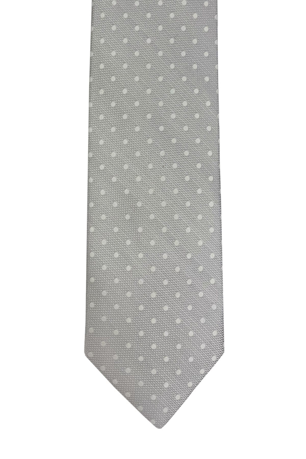 Cravatta uomo grigio chiaro 9cm fantasia pois da cerimonia elegante pura seta