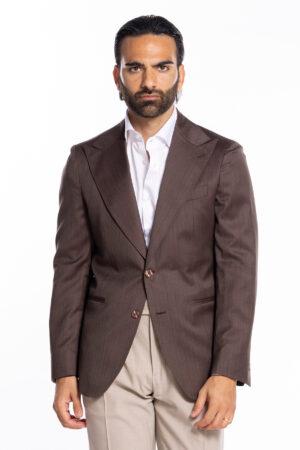 Giacca uomo monopetto marrone Solaro in fresco lana e seta Vitale Barberis Canonico Rever a lancia